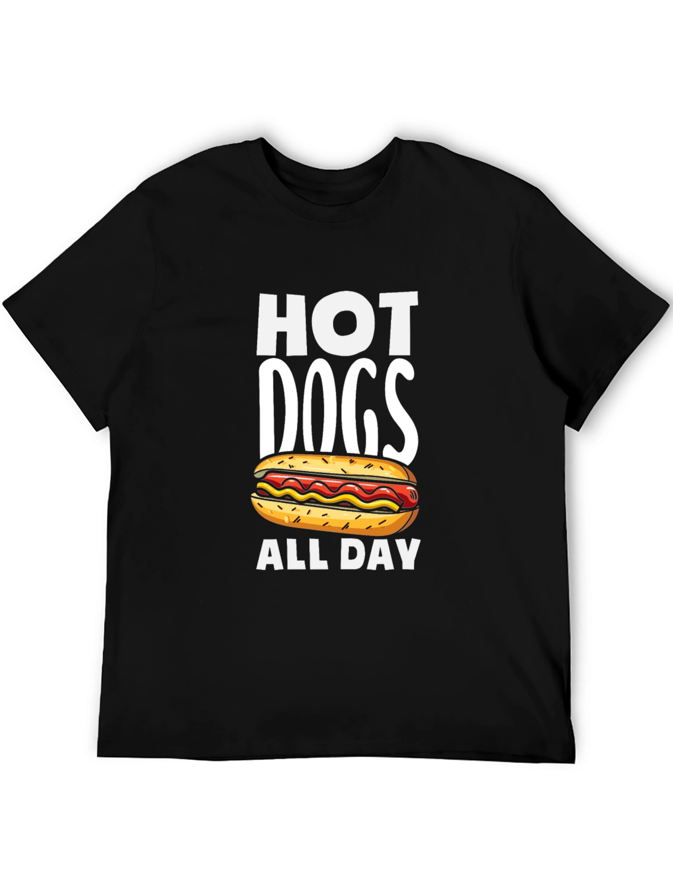 Hot Dogs All Day Black T-Shirt