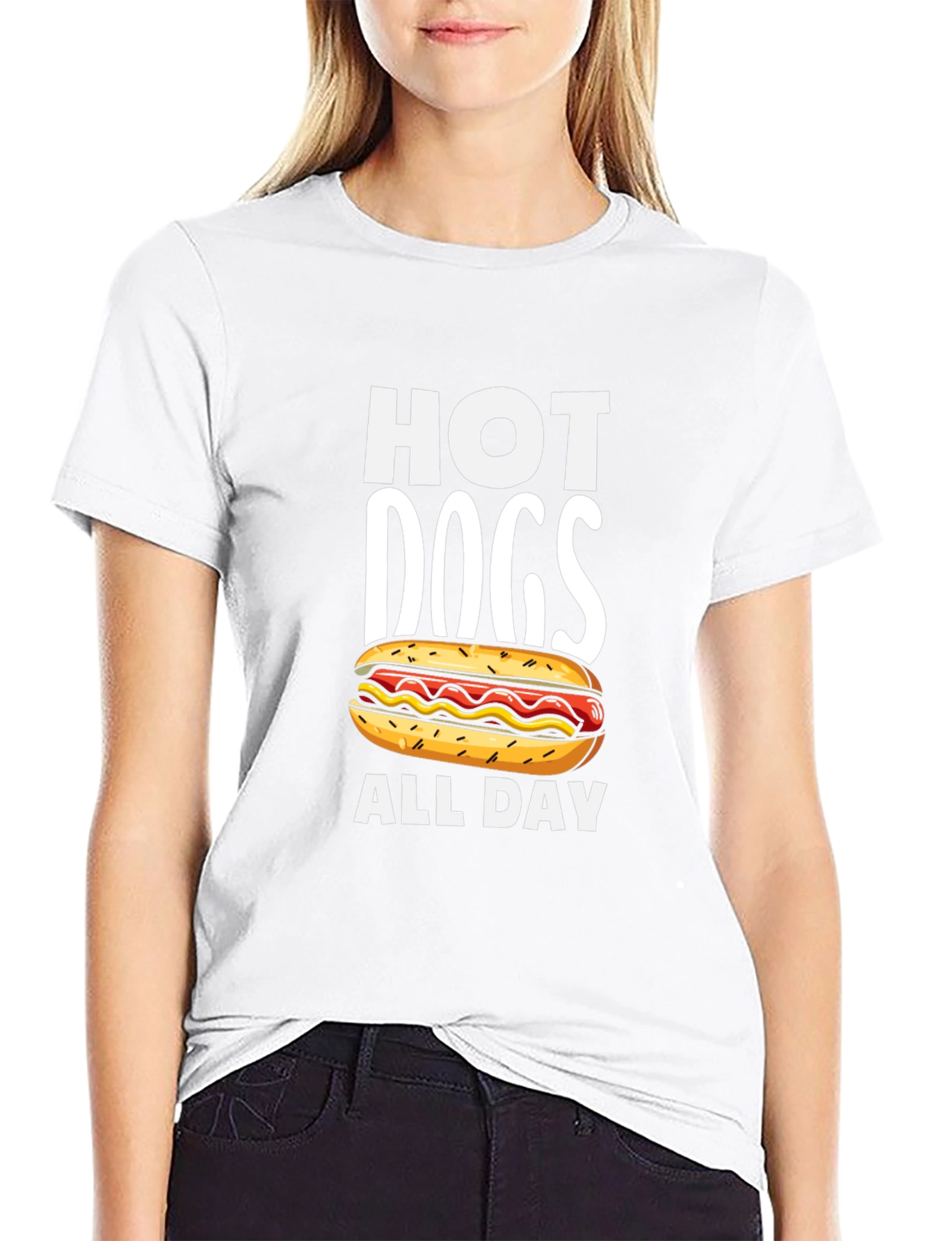 Hot Dogs All Day Black T-Shirt