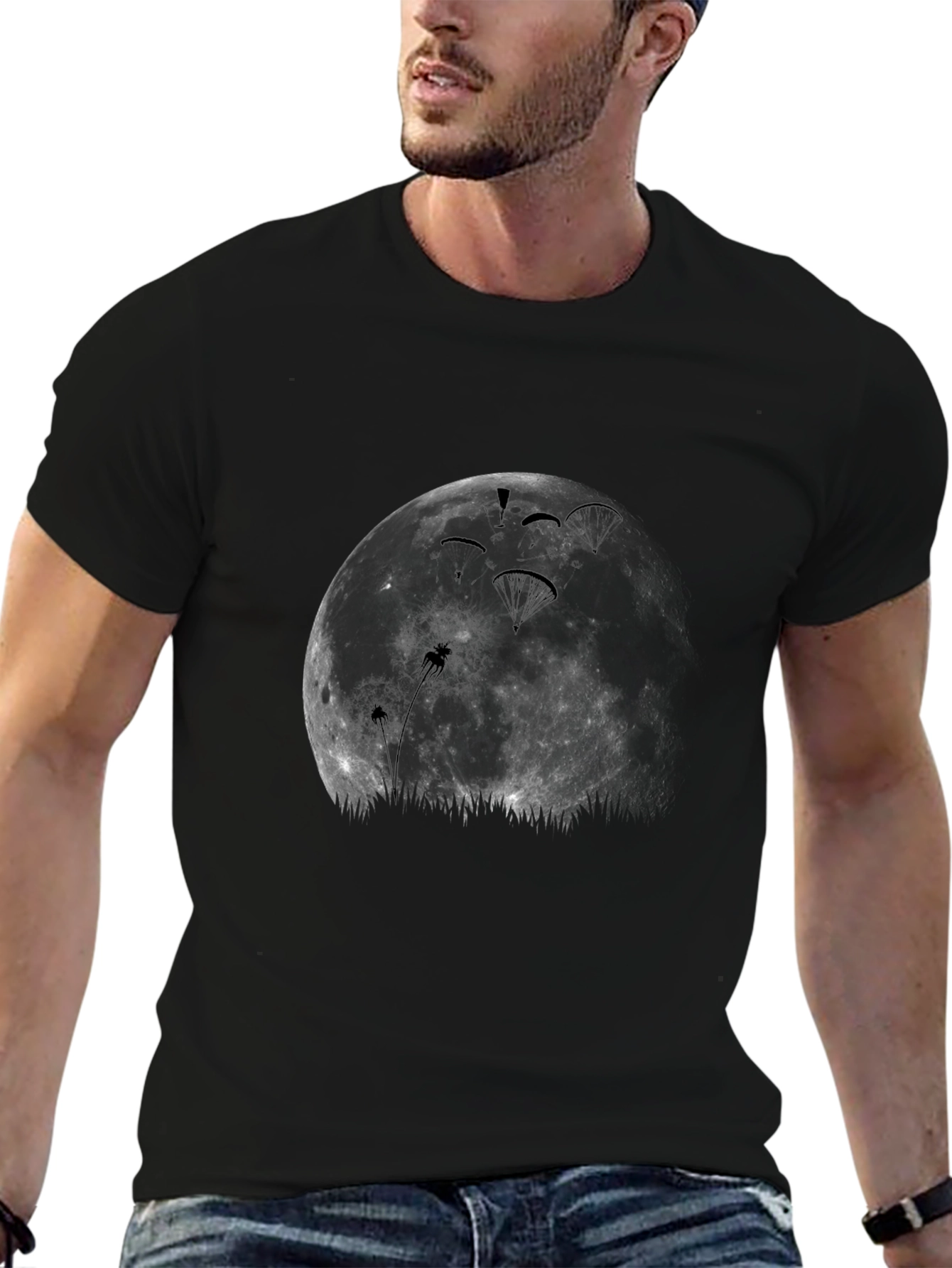 Moonlight Paragliding Black T-Shirt