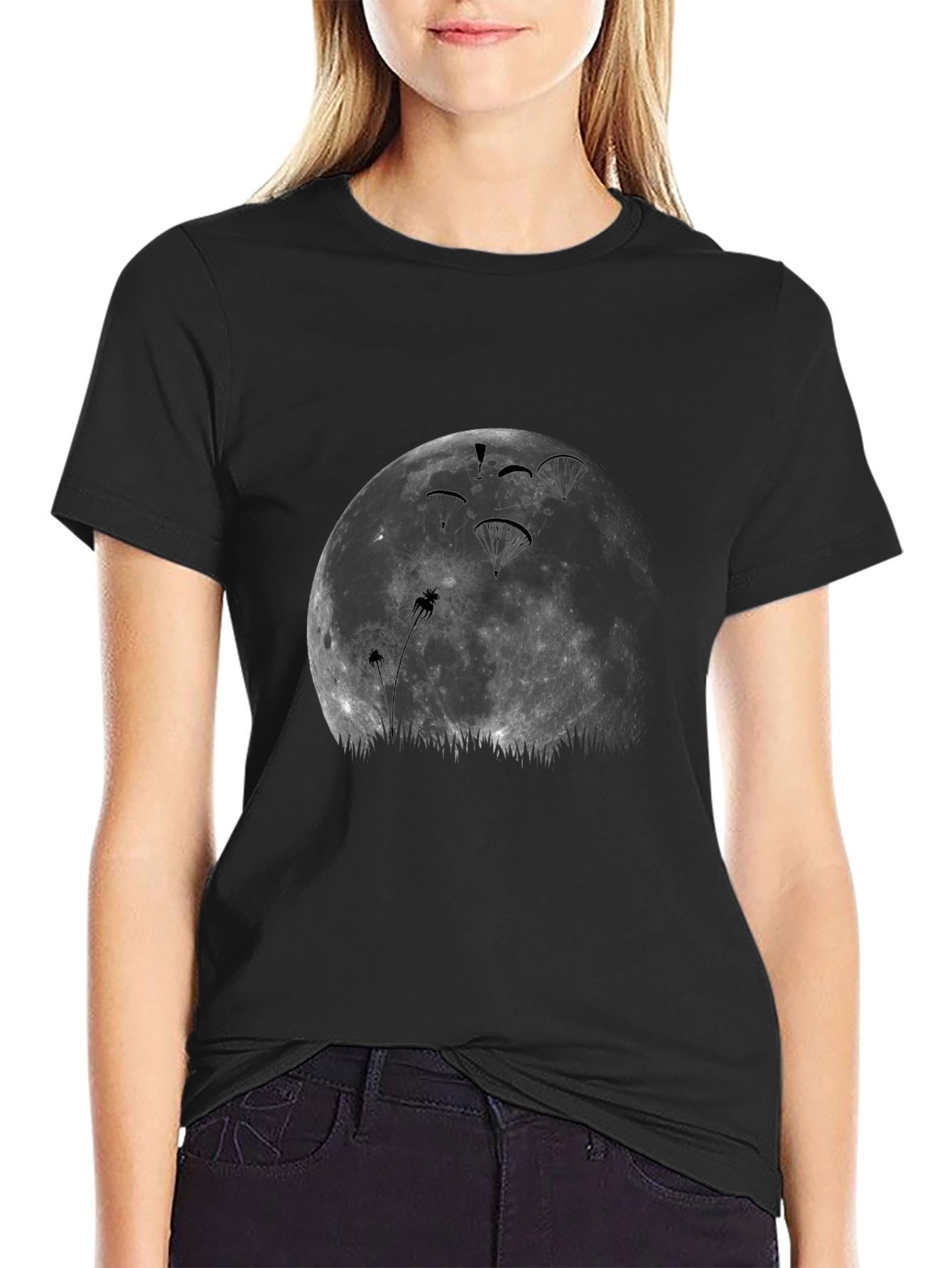 Moonlight Paragliding Black T-Shirt