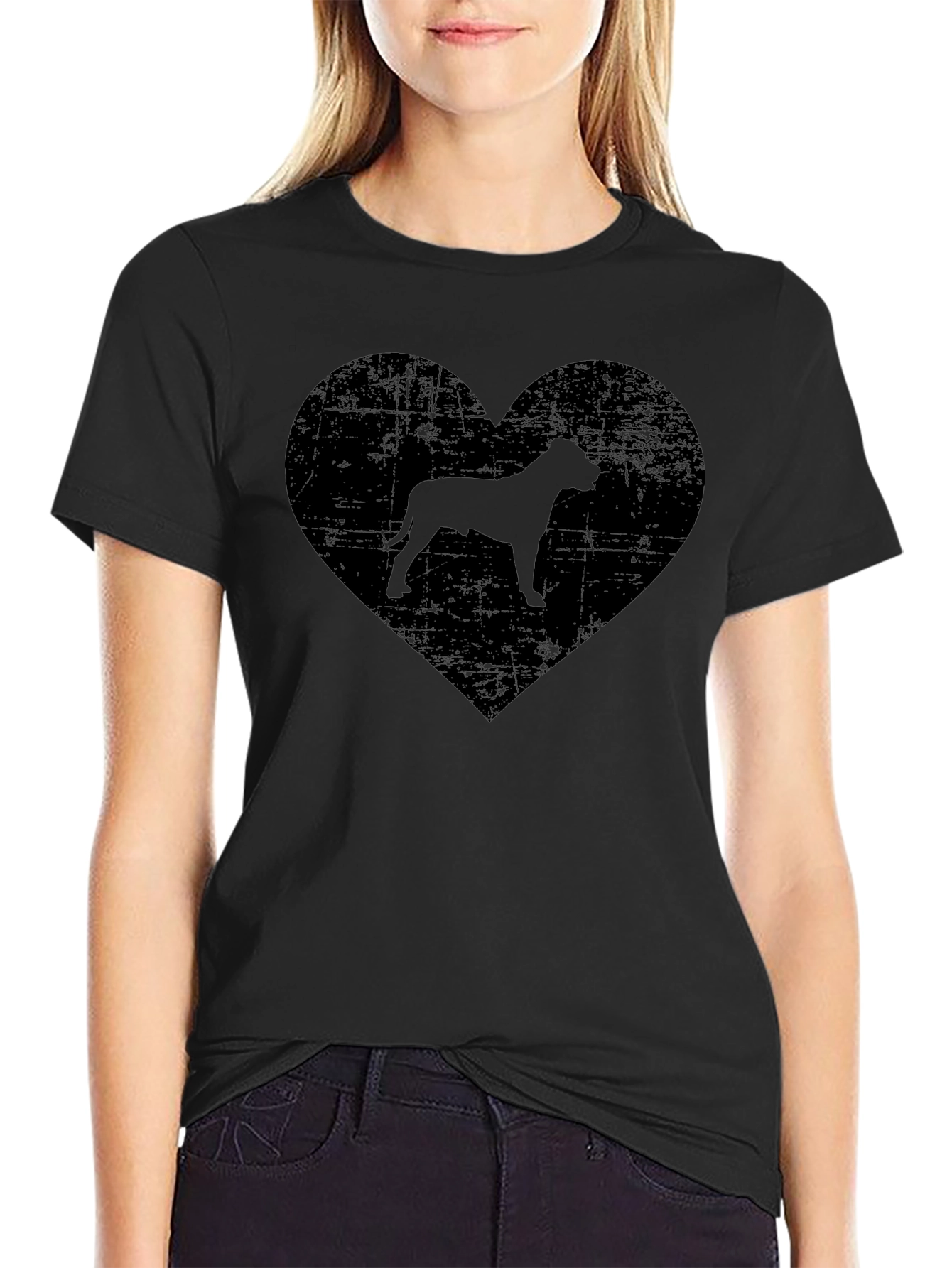 Dog Breed Heart Graphic T-Shirt - Black