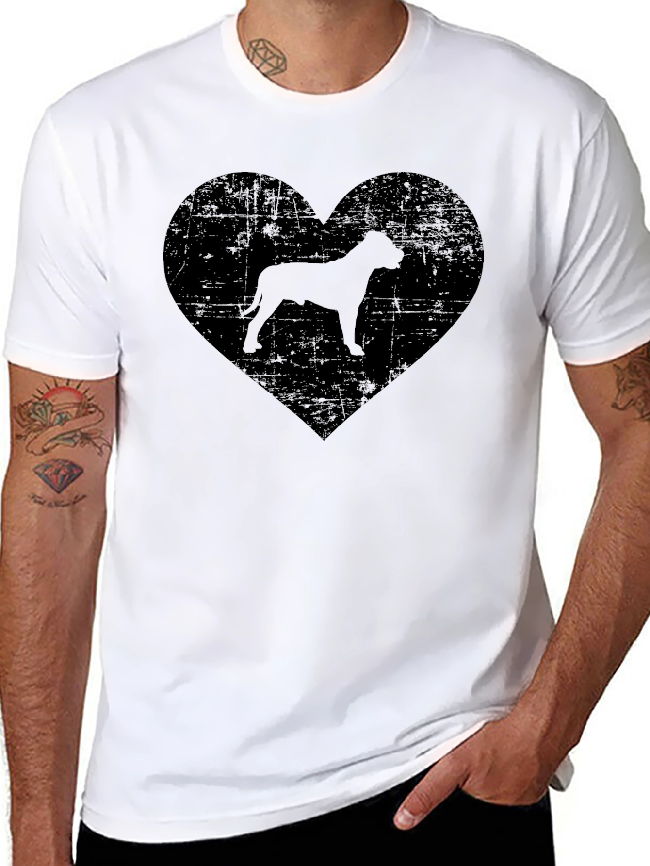 Dog Breed Heart Graphic T-Shirt - Black