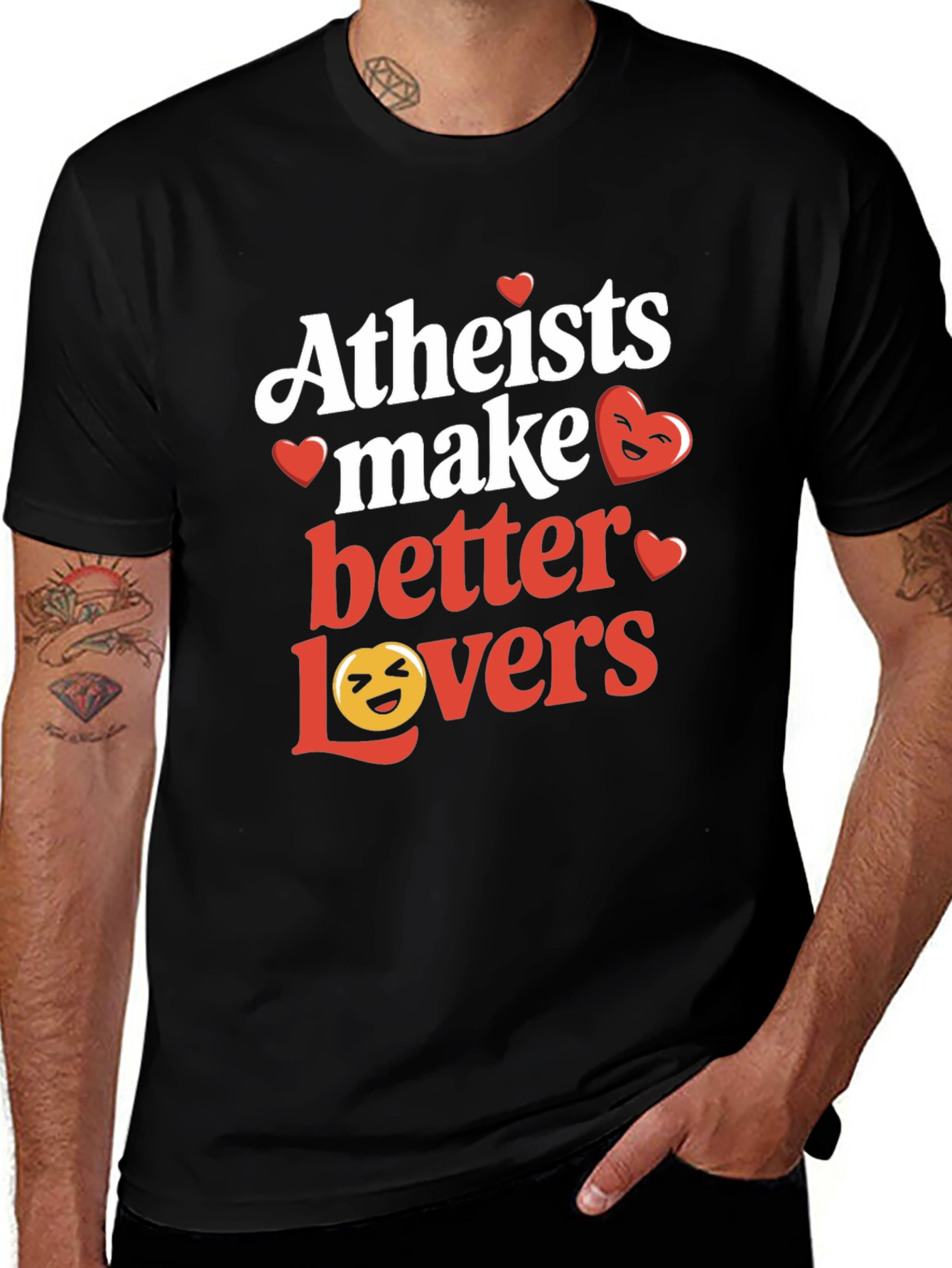 Atheists Make Better Lovers Graphic T-Shirt - Black