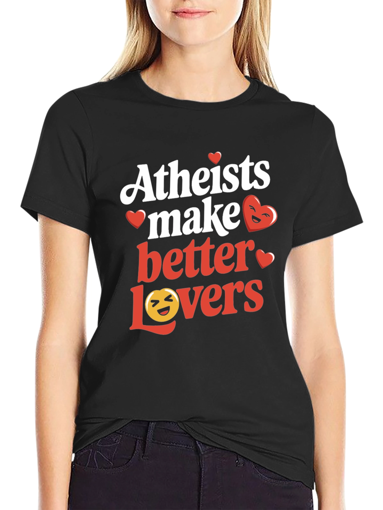 Atheists Make Better Lovers Graphic T-Shirt - Black