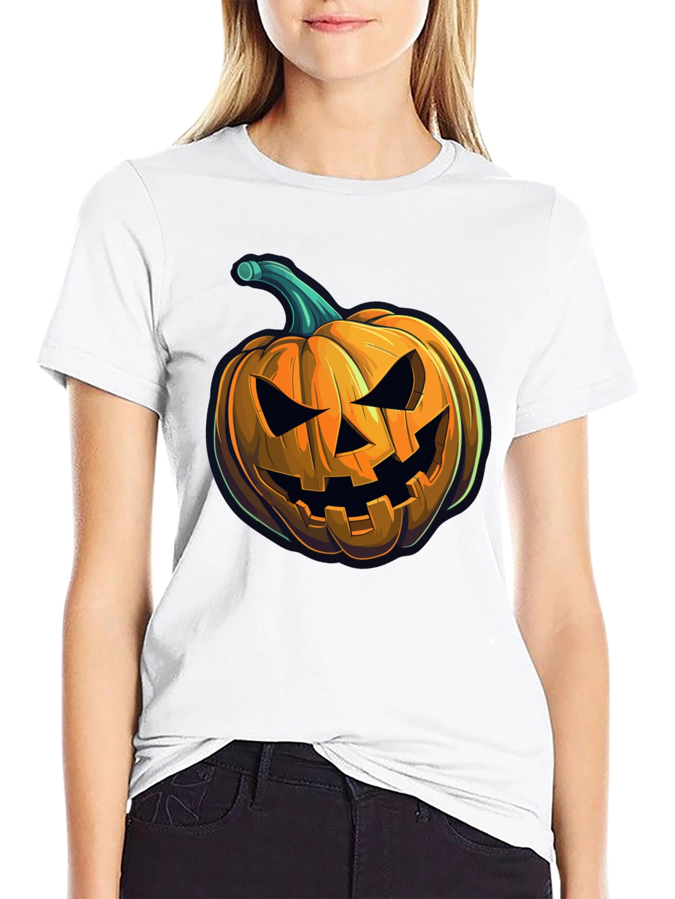 Spooky Pumpkin Graphic Tee - Halloween Style