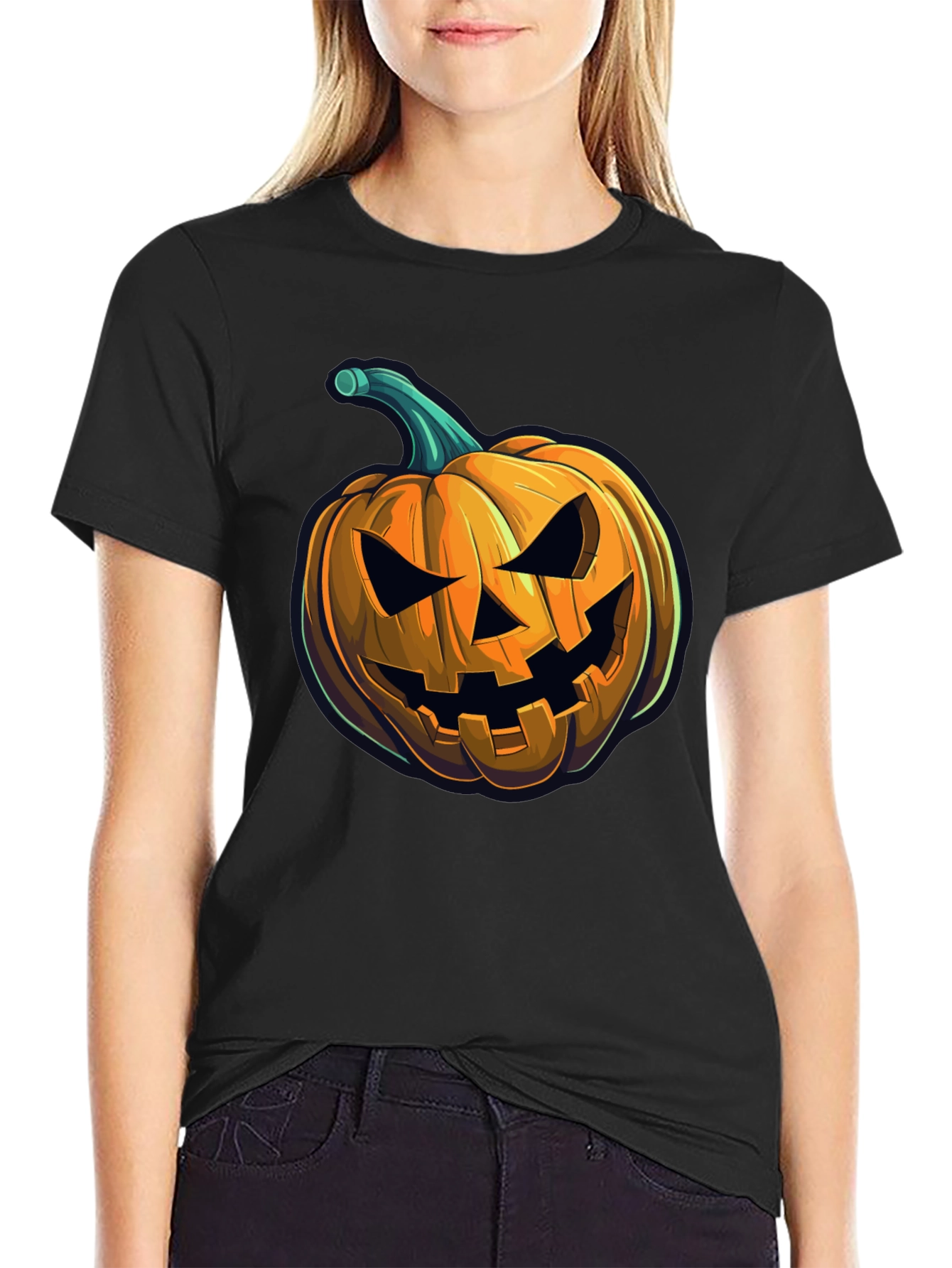 Spooky Pumpkin Graphic Tee - Halloween Style