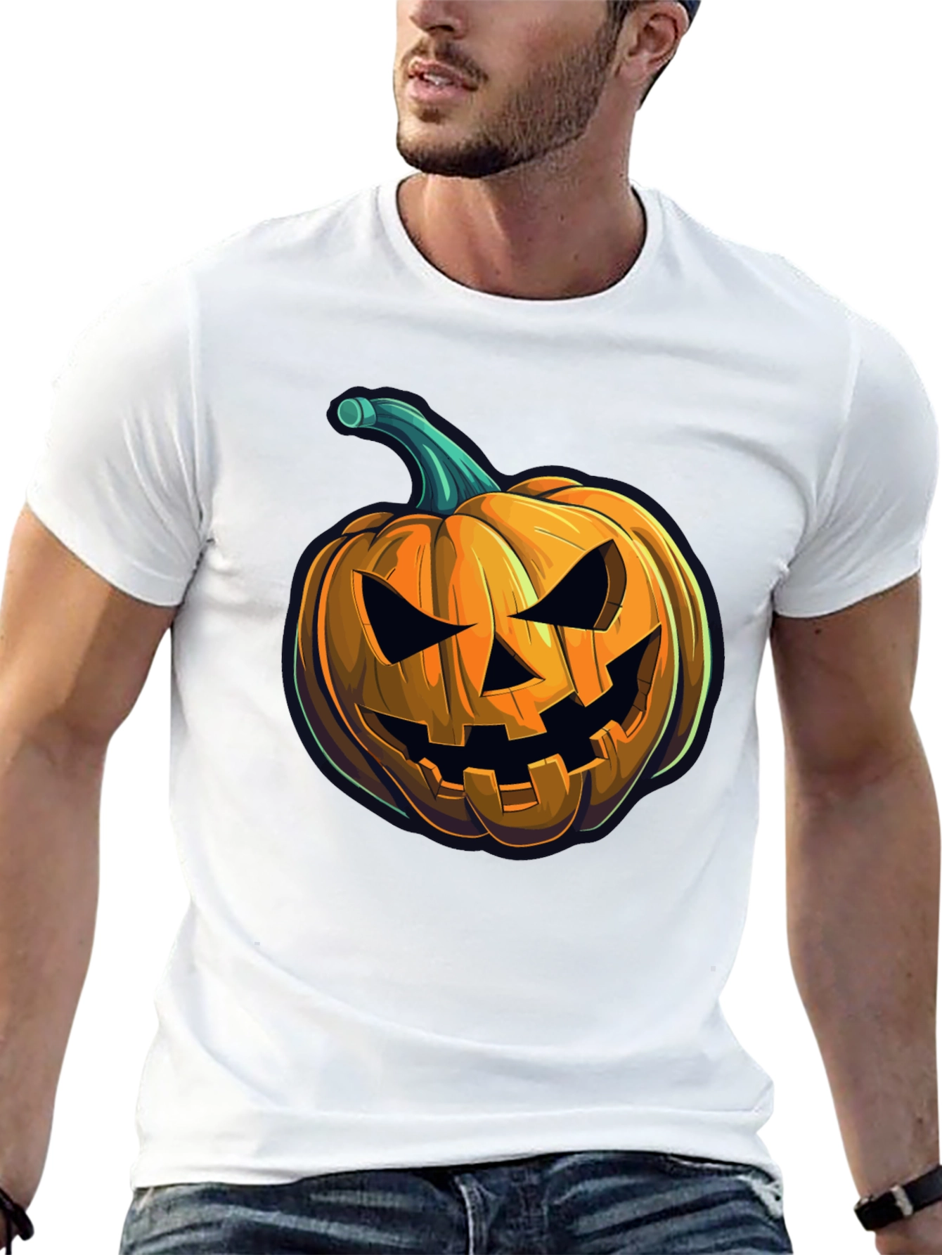 Spooky Pumpkin Graphic Tee - Halloween Style