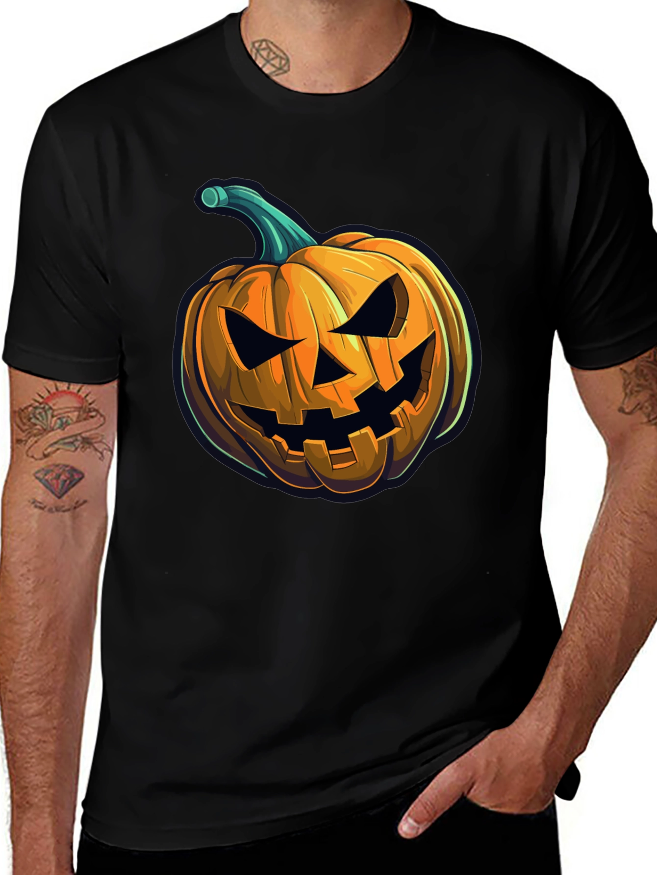 Spooky Pumpkin Graphic Tee - Halloween Style