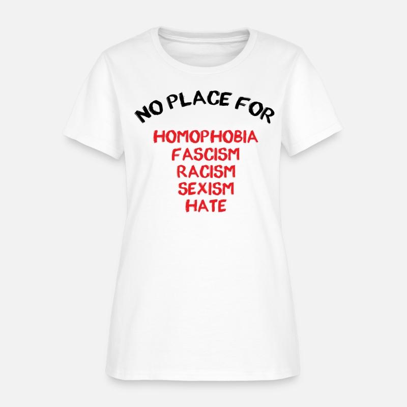 NO PLACE FOR HOMOPHOBIA FASCISM RACISM SEXISM HATE