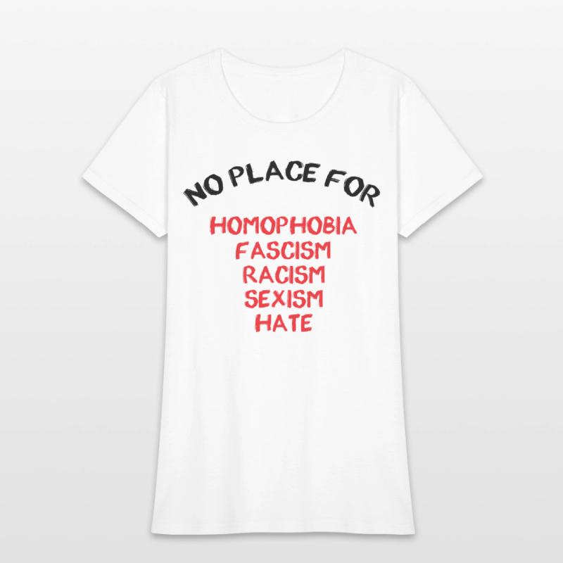 NO PLACE FOR HOMOPHOBIA FASCISM RACISM SEXISM HATE
