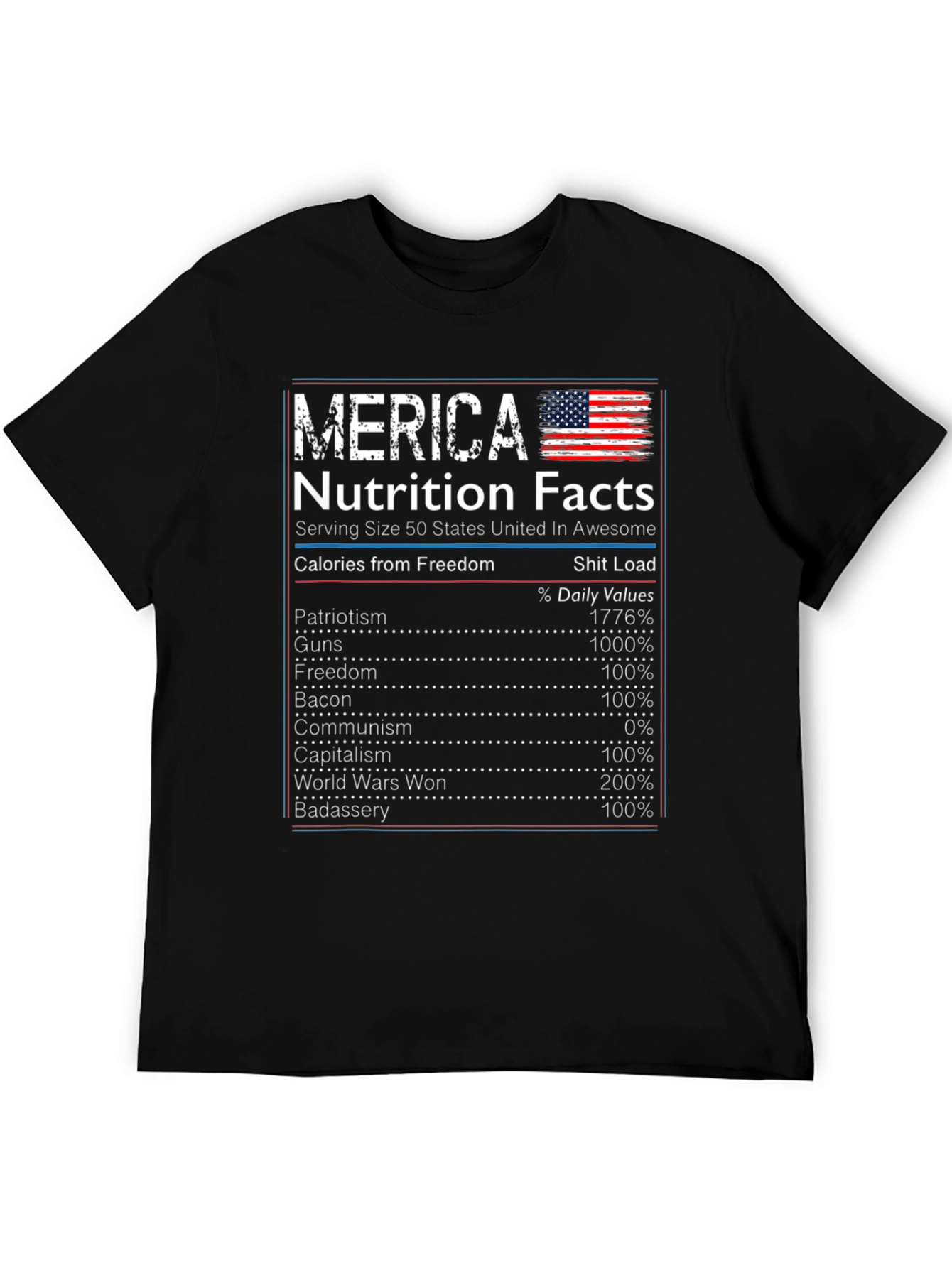 Merica Nutrition Facts Graphic Novelty T-Shirt
