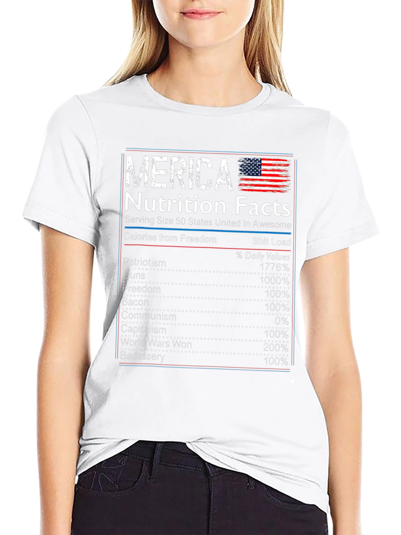 Merica Nutrition Facts Graphic Novelty T-Shirt