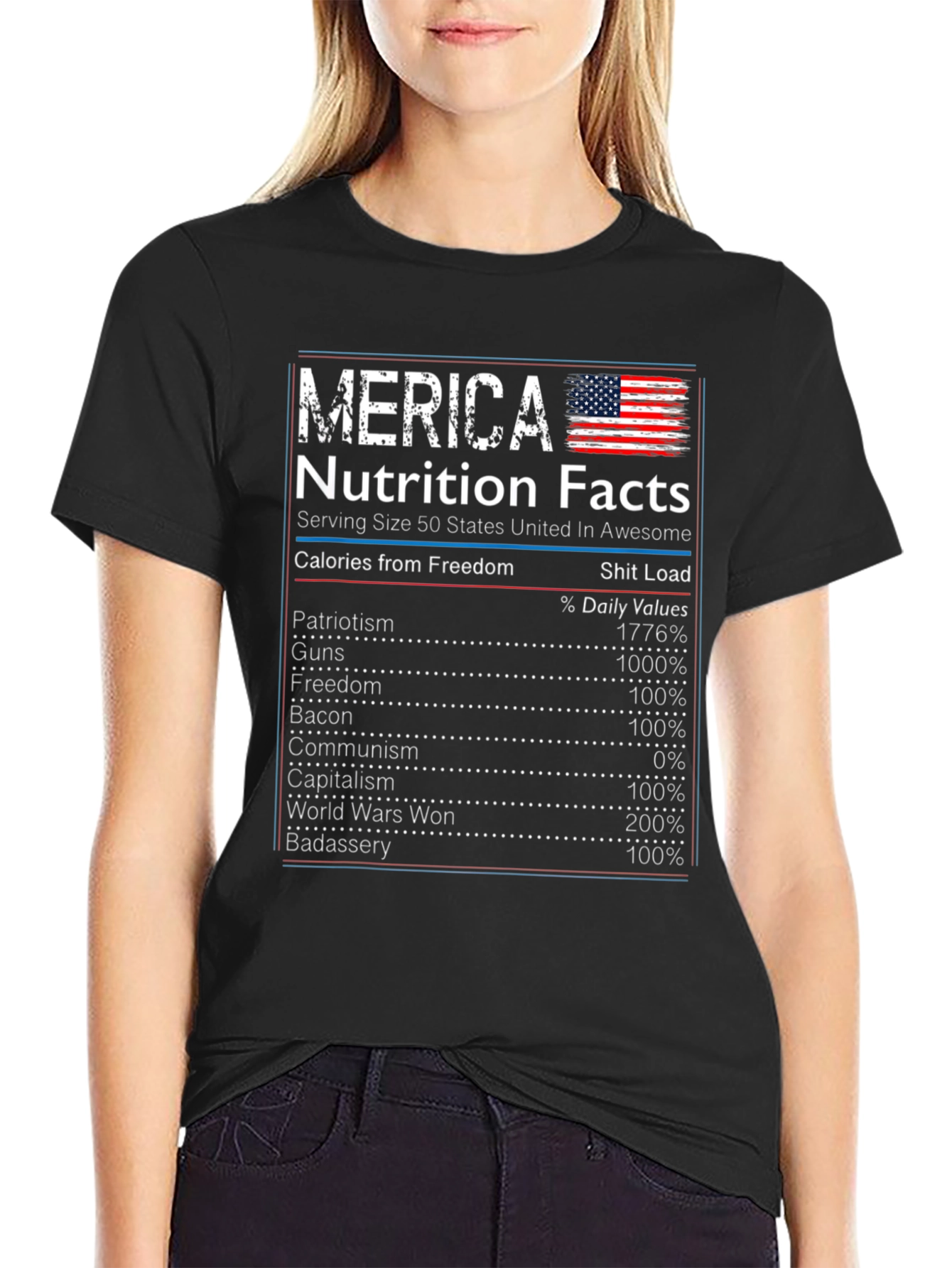 Merica Nutrition Facts Graphic Novelty T-Shirt