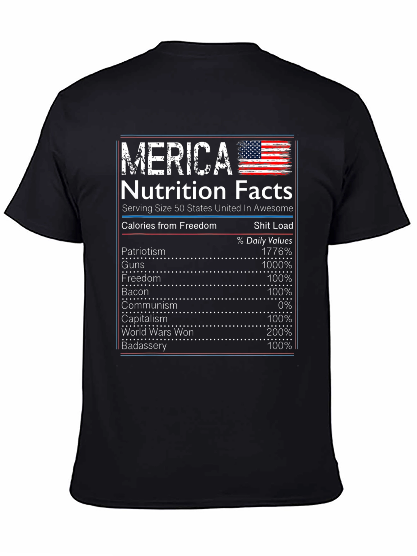 Merica Nutrition Facts Graphic Novelty T-Shirt