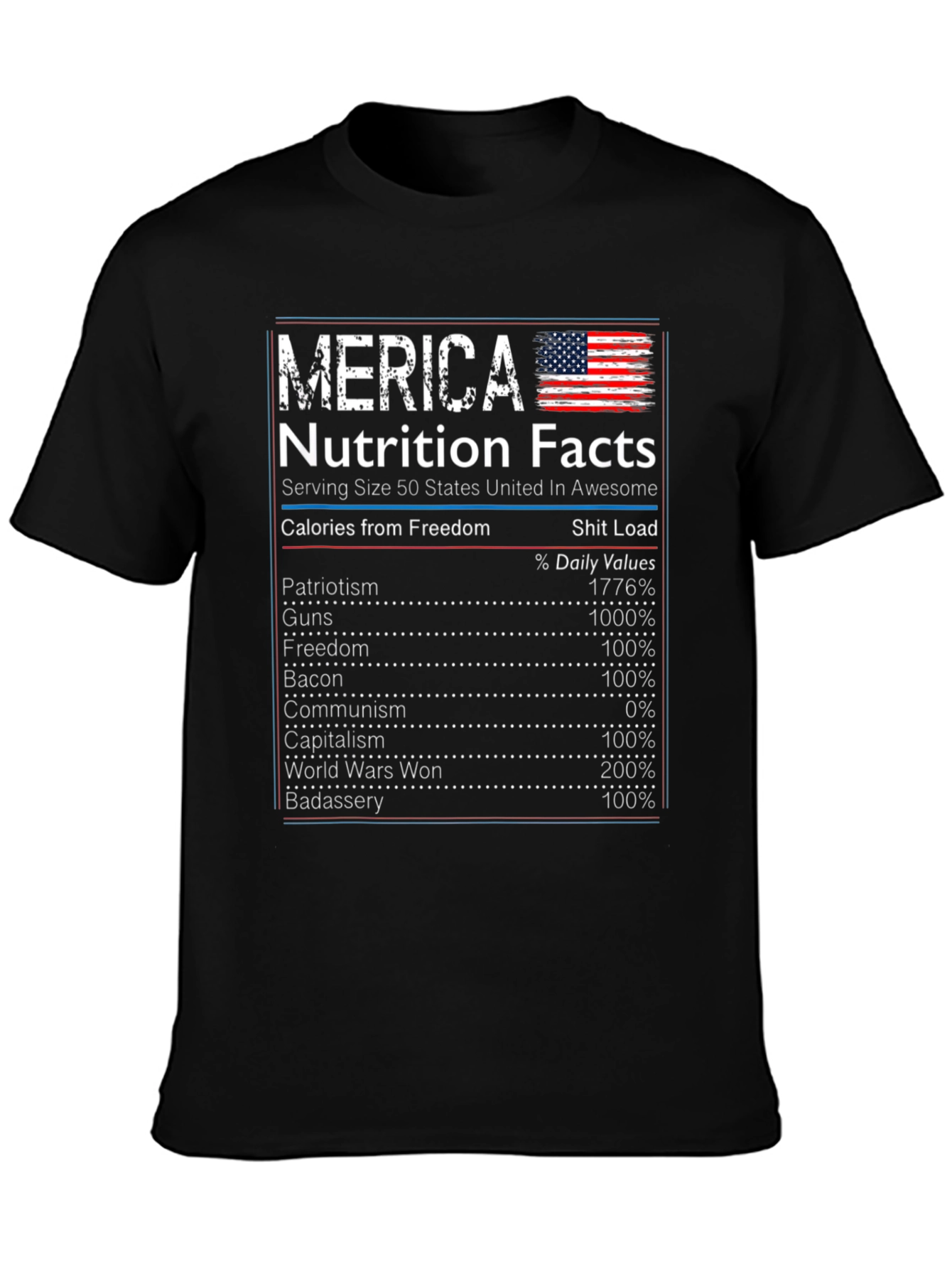 Merica Nutrition Facts Graphic Novelty T-Shirt