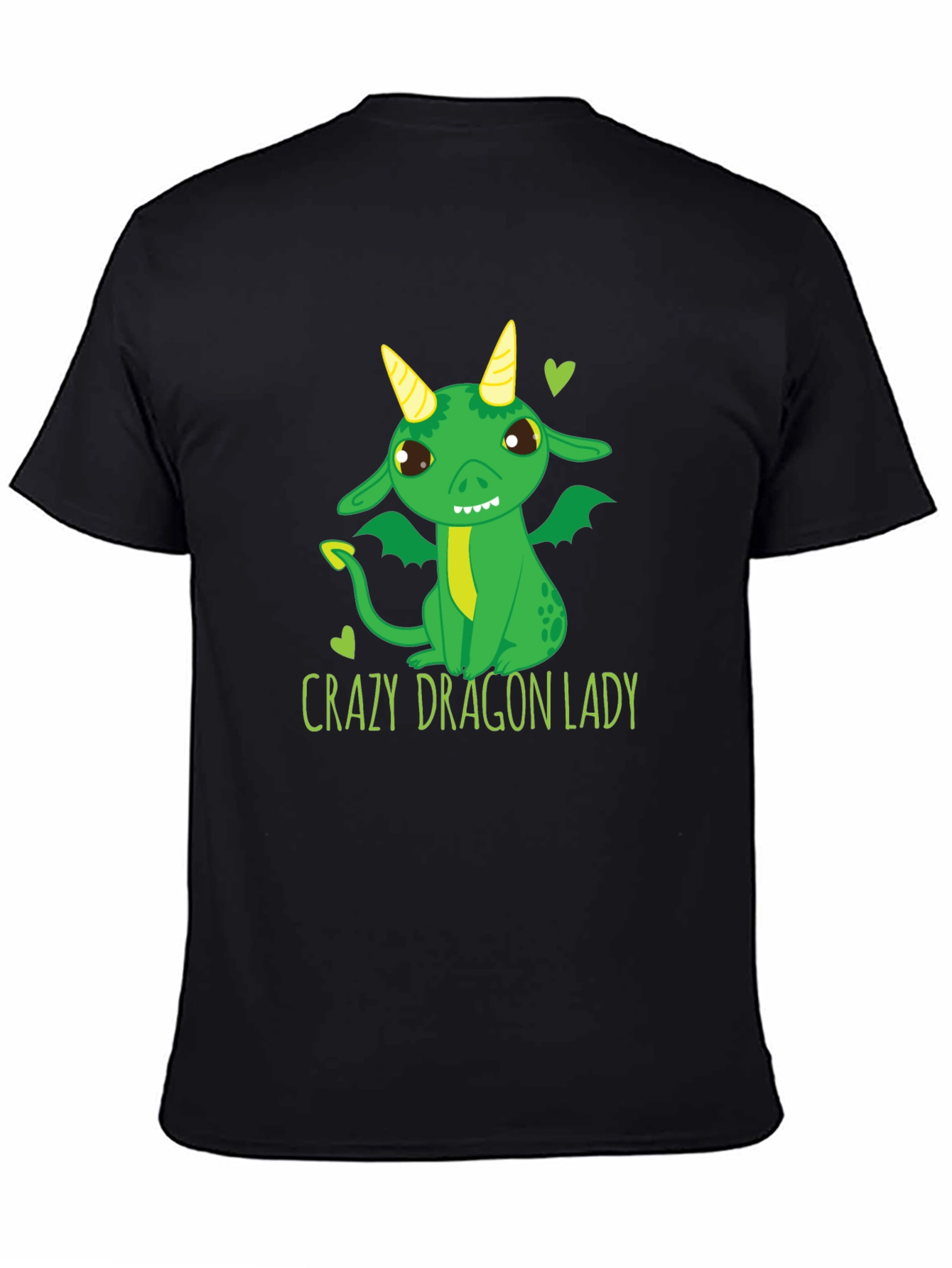 Crazy Dragon Lady T-Shirt Black Cute Cartoon