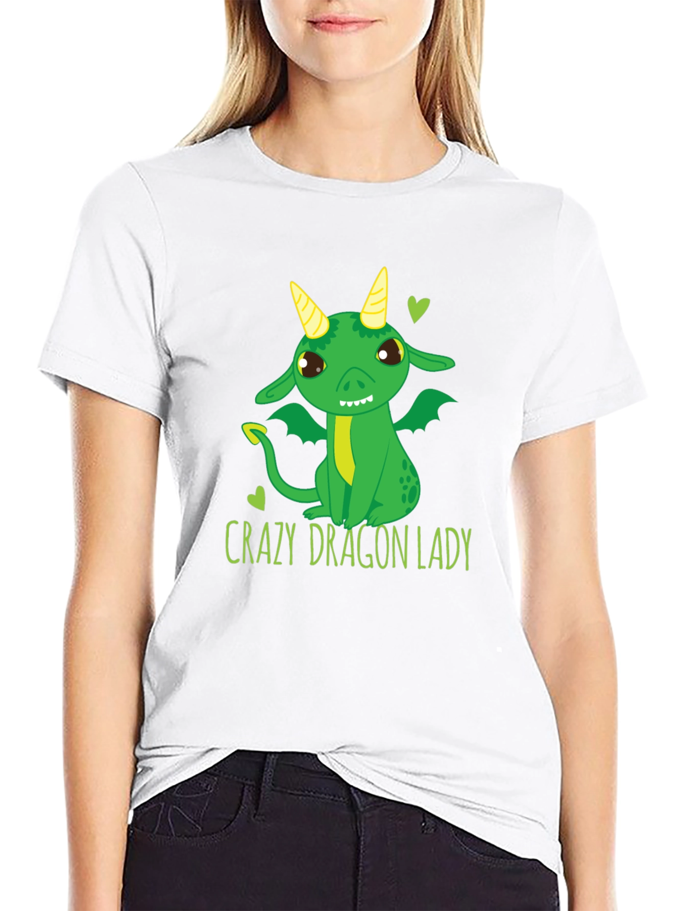 Crazy Dragon Lady T-Shirt Black Cute Cartoon