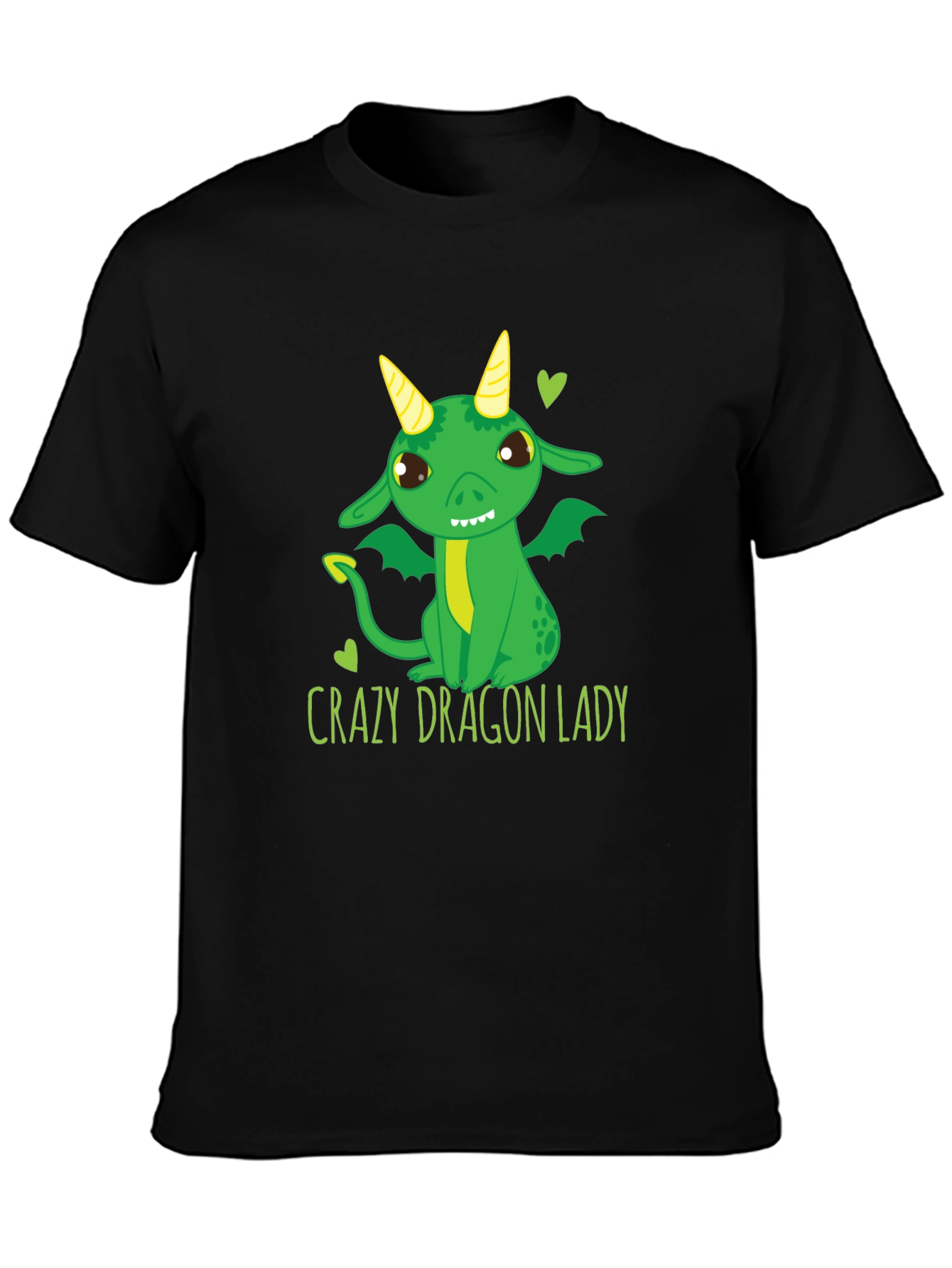 Crazy Dragon Lady T-Shirt Black Cute Cartoon