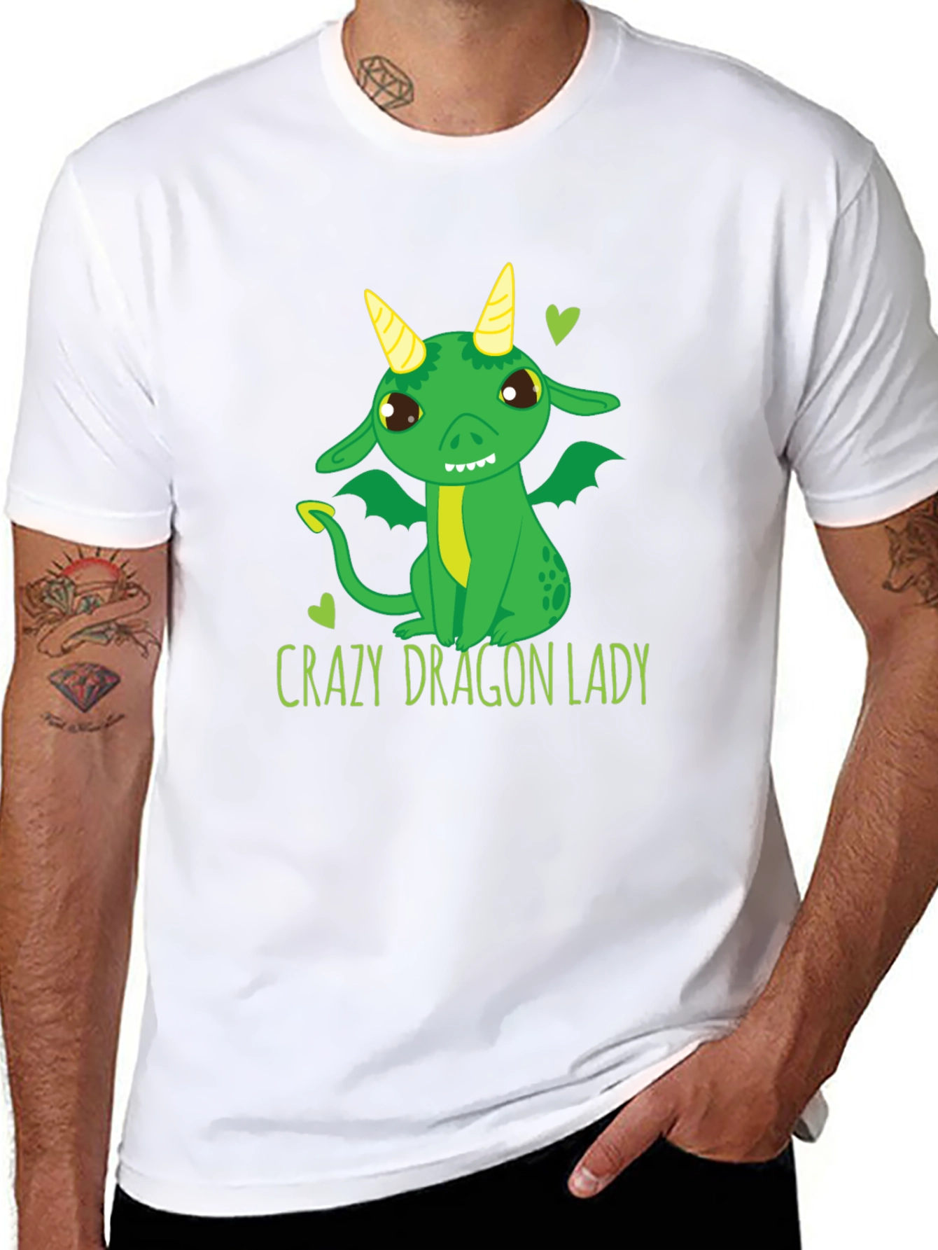 Crazy Dragon Lady T-Shirt Black Cute Cartoon