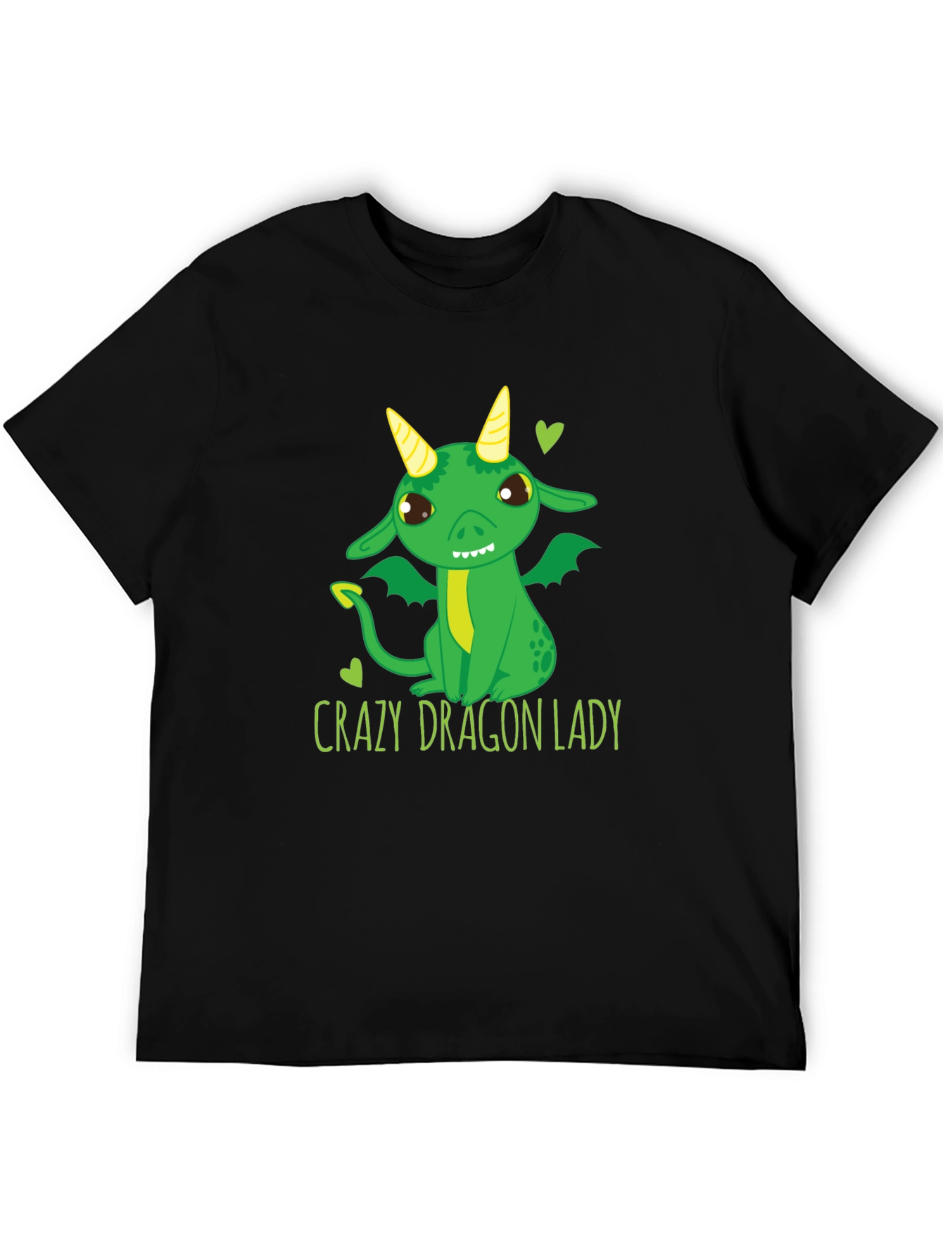 Crazy Dragon Lady T-Shirt Black Cute Cartoon