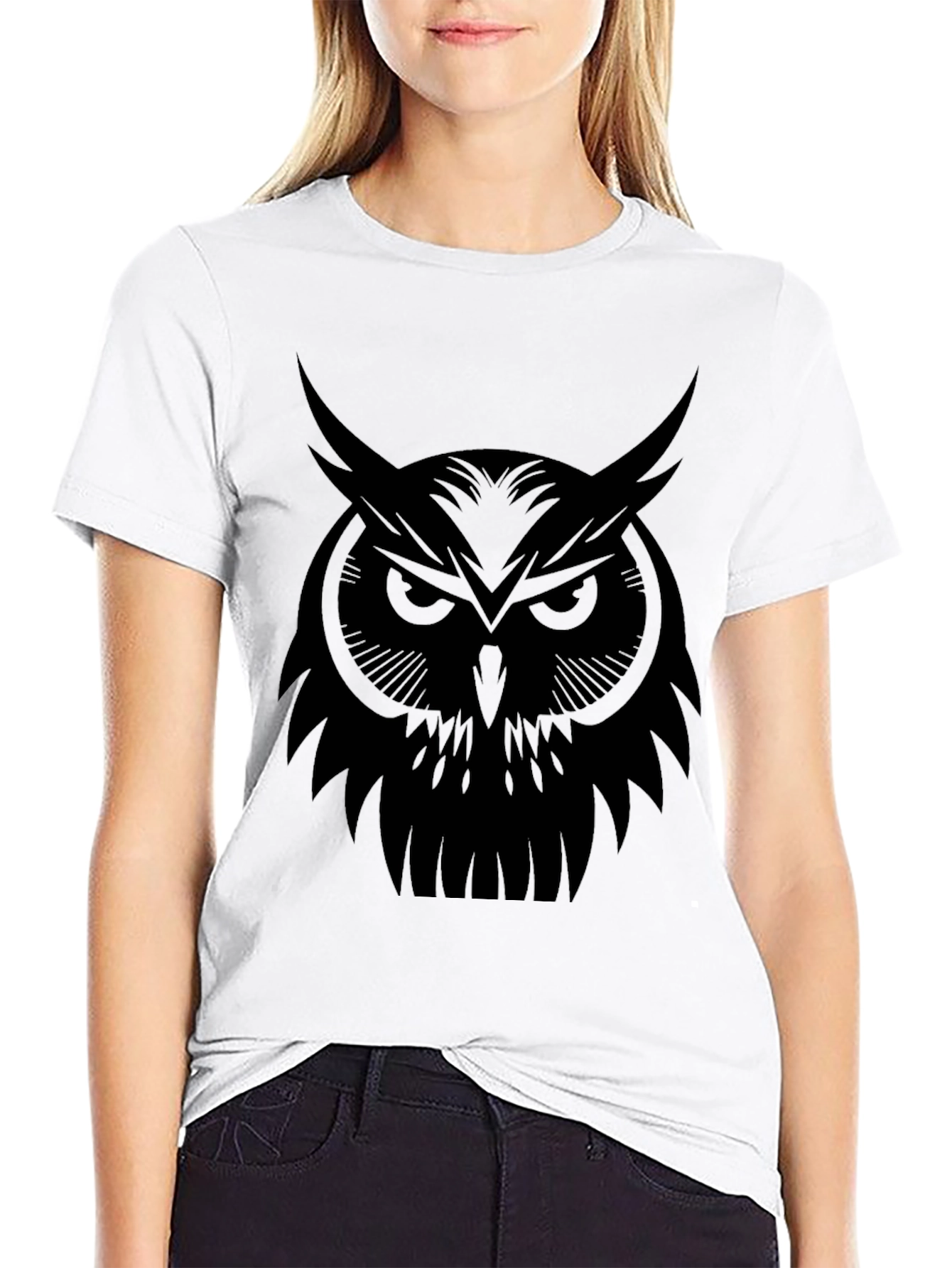 Mens Black Owl Graphic Tee