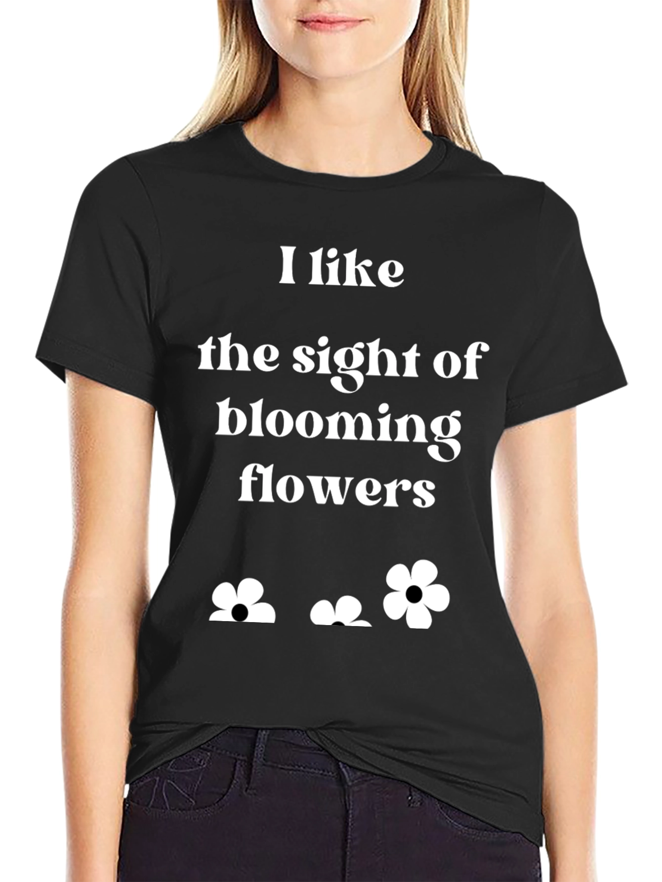 Blooming Flowers Graphic T-Shirt - Black