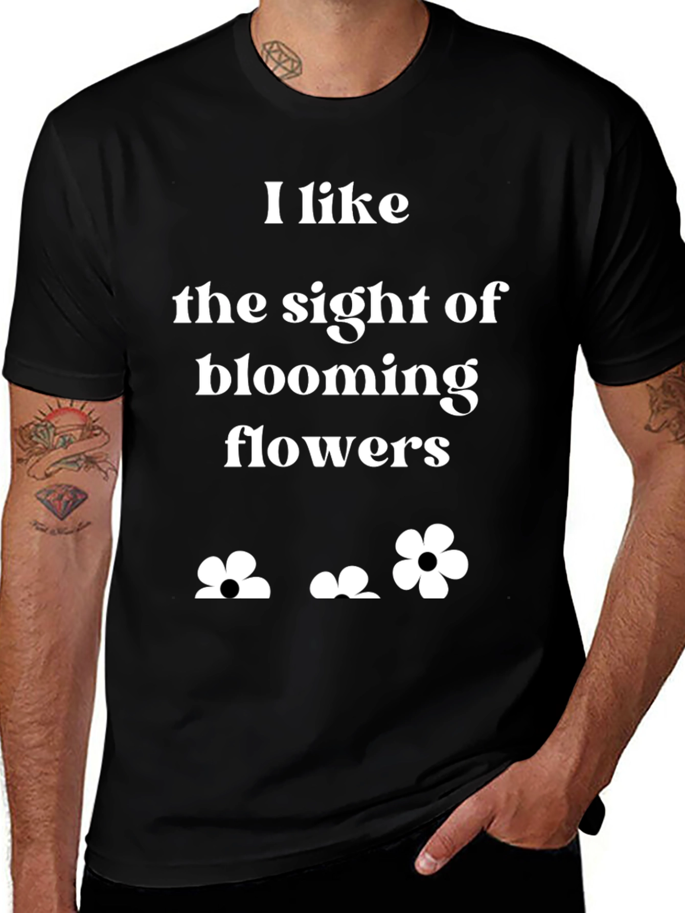 Blooming Flowers Graphic T-Shirt - Black