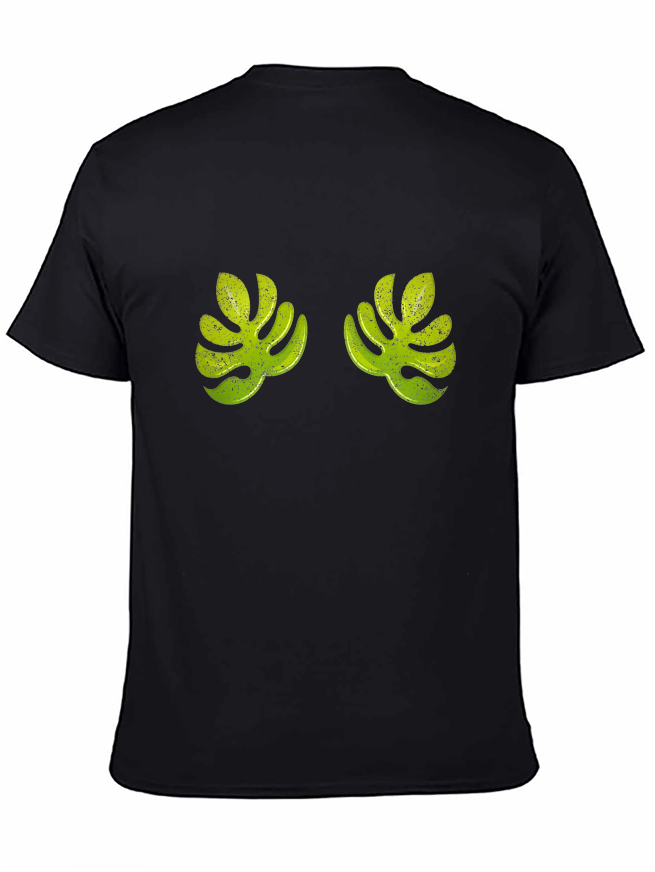 Tropical Leaf Print Black T-Shirt