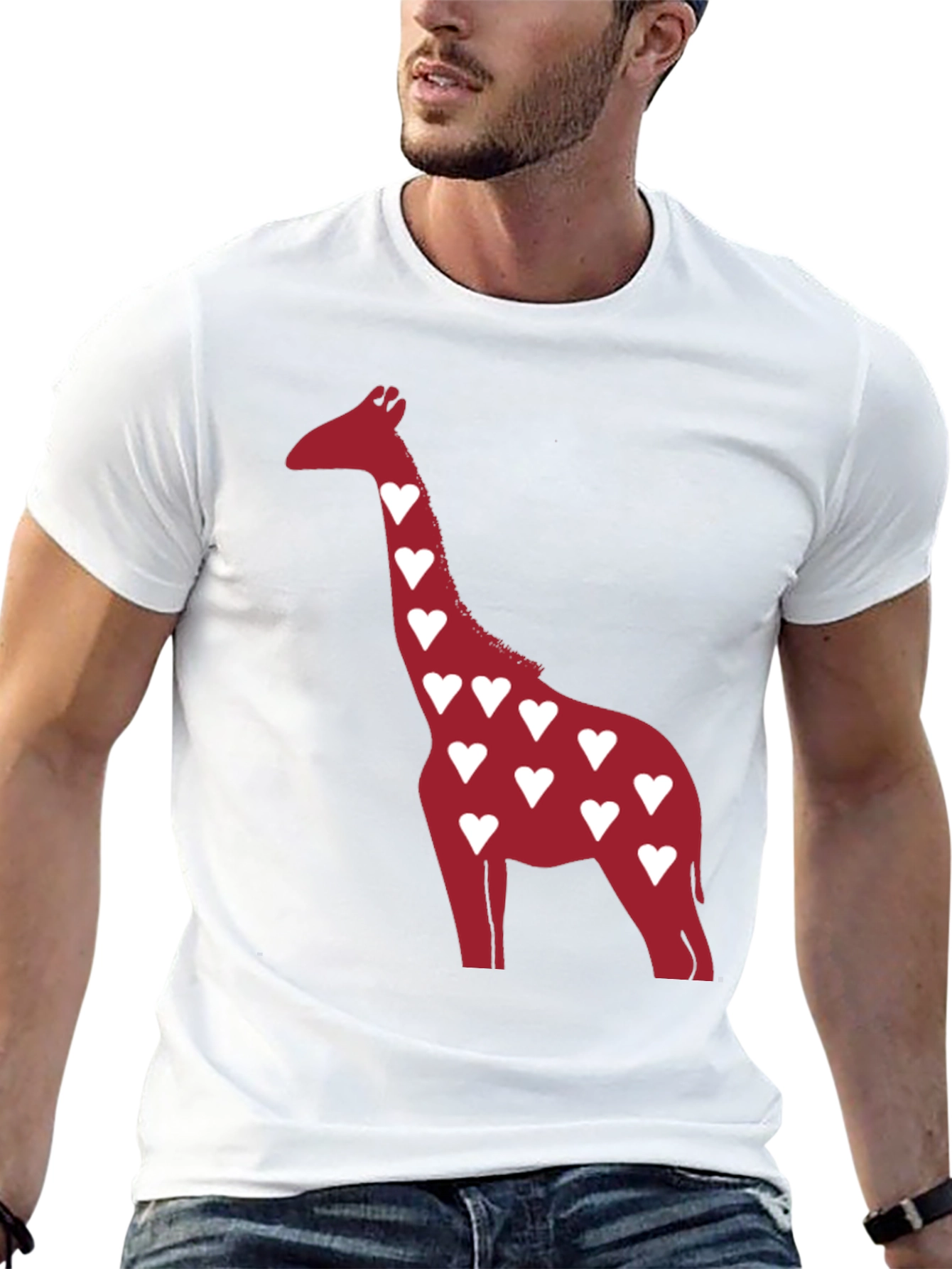 Heart Giraffe Graphic Tee - Stylish Casual Wear