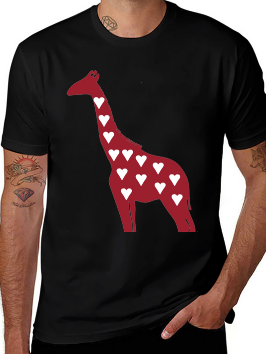 Heart Giraffe Graphic Tee - Stylish Casual Wear