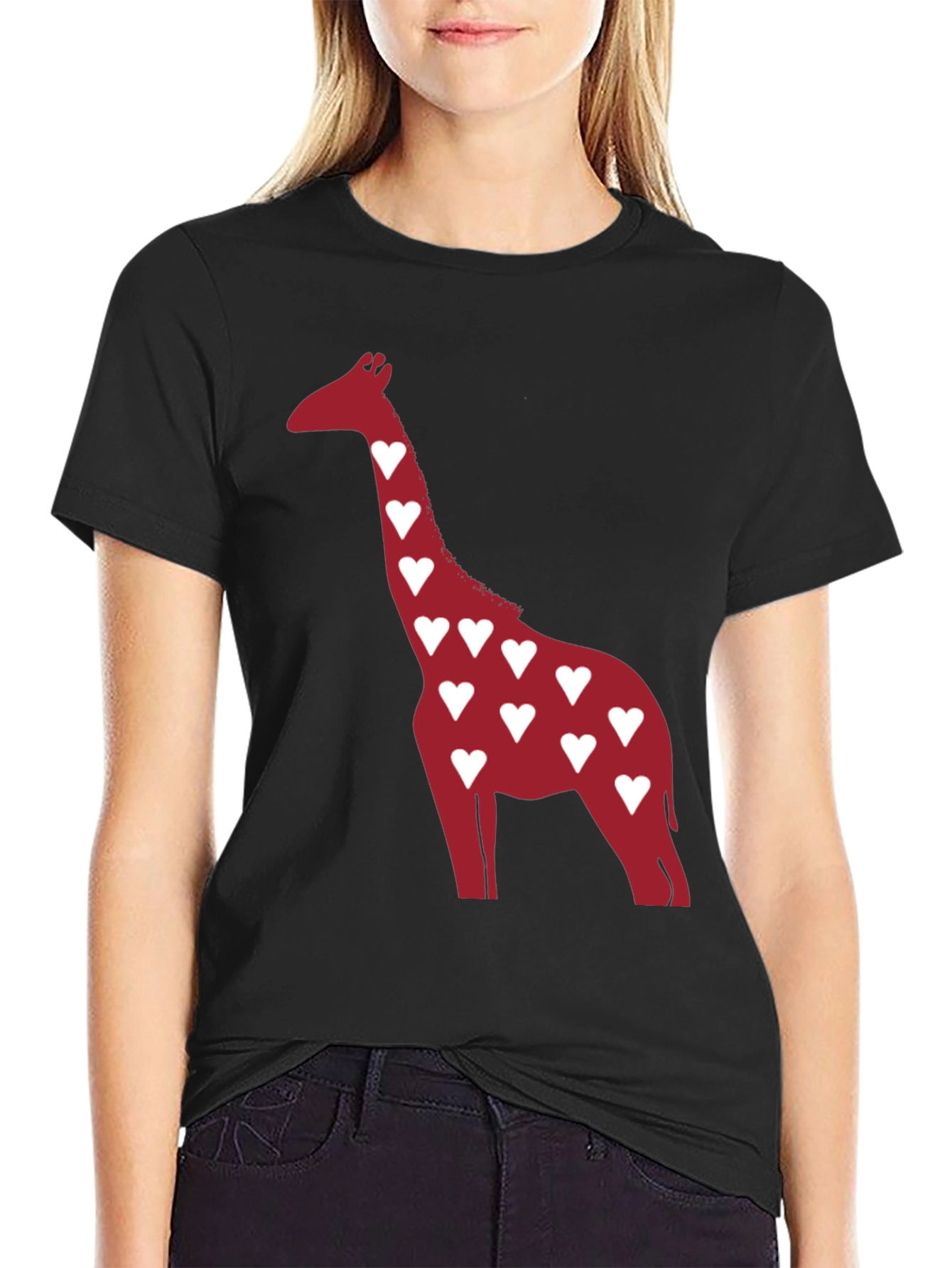 Heart Giraffe Graphic Tee - Stylish Casual Wear