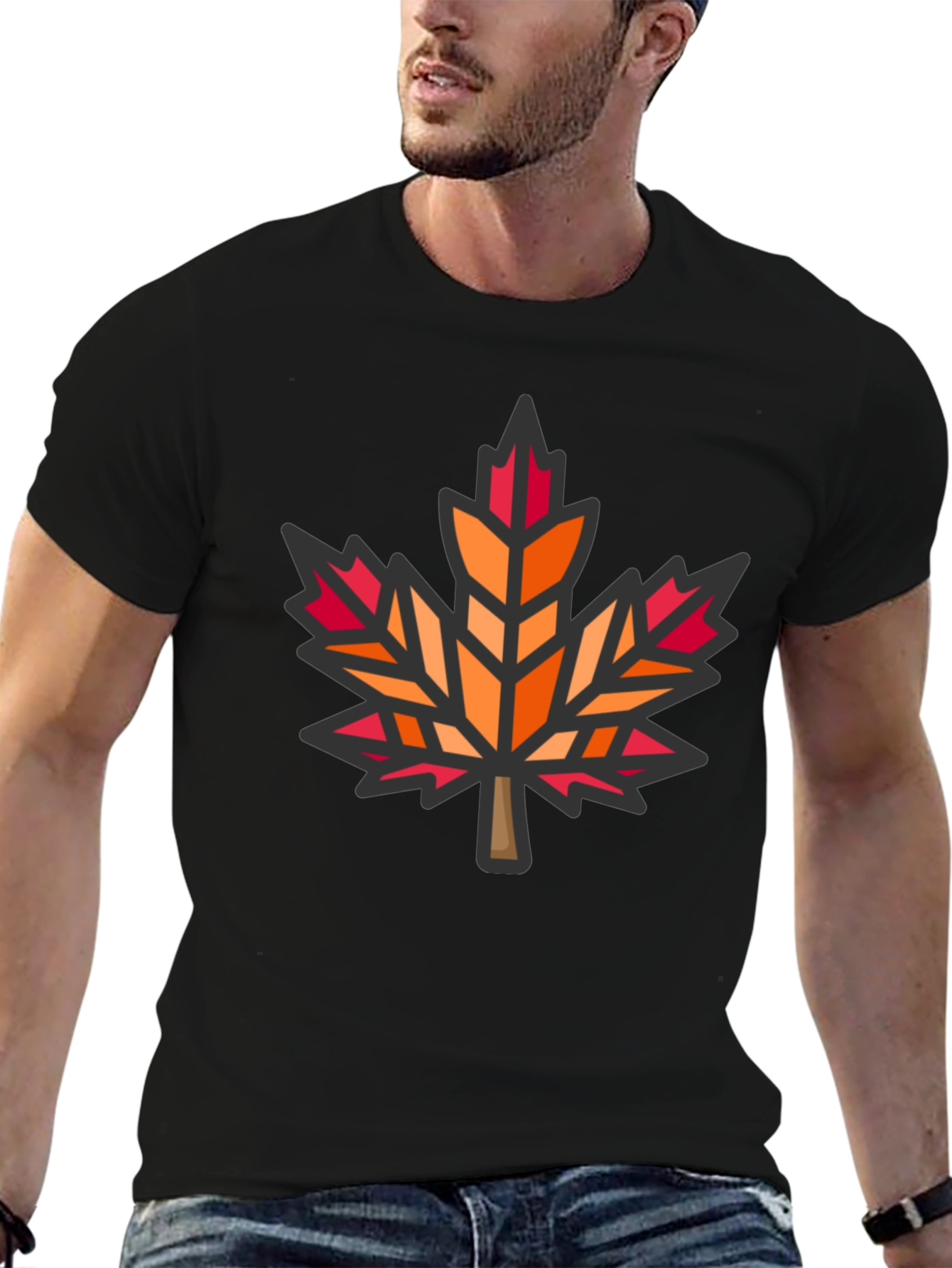 Maple Leaf Graphic Black T-Shirt