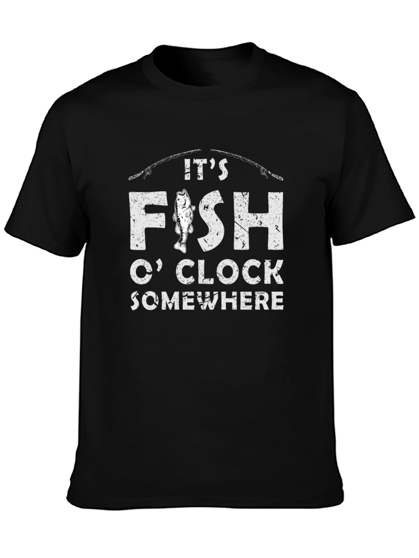 Its Fish OClock Somewhere Black Graphic Tee