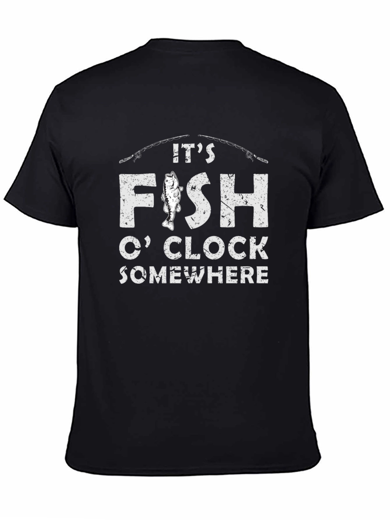 Its Fish OClock Somewhere Black Graphic Tee
