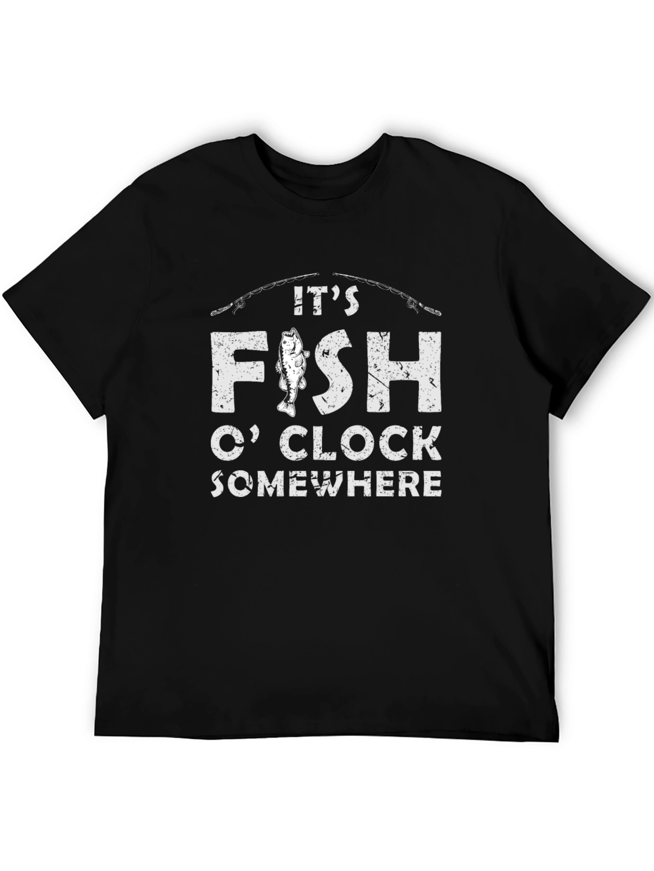 Its Fish OClock Somewhere Black Graphic Tee