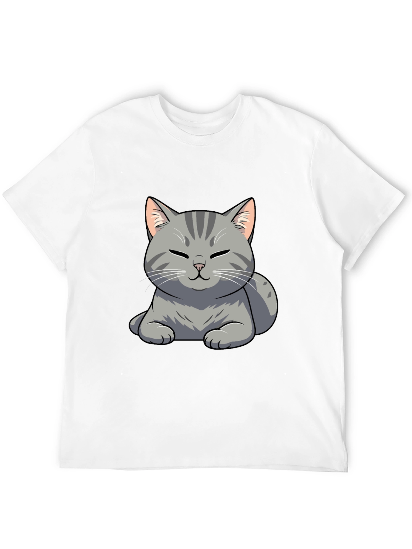 Cute Cat Graphic Tee - Black Cotton T-Shirt