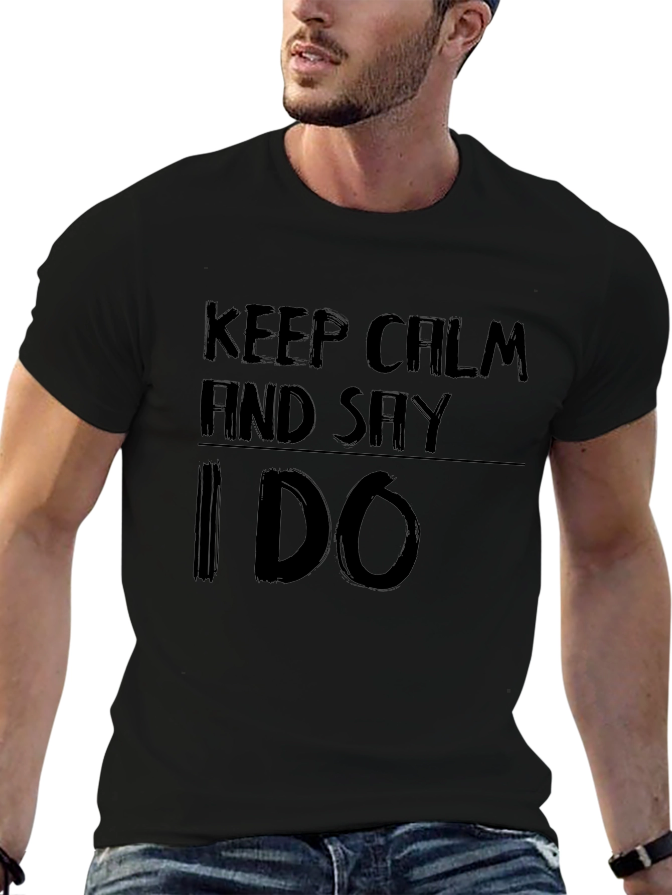 Keep Calm and Say I Do Black Graphic Tee
