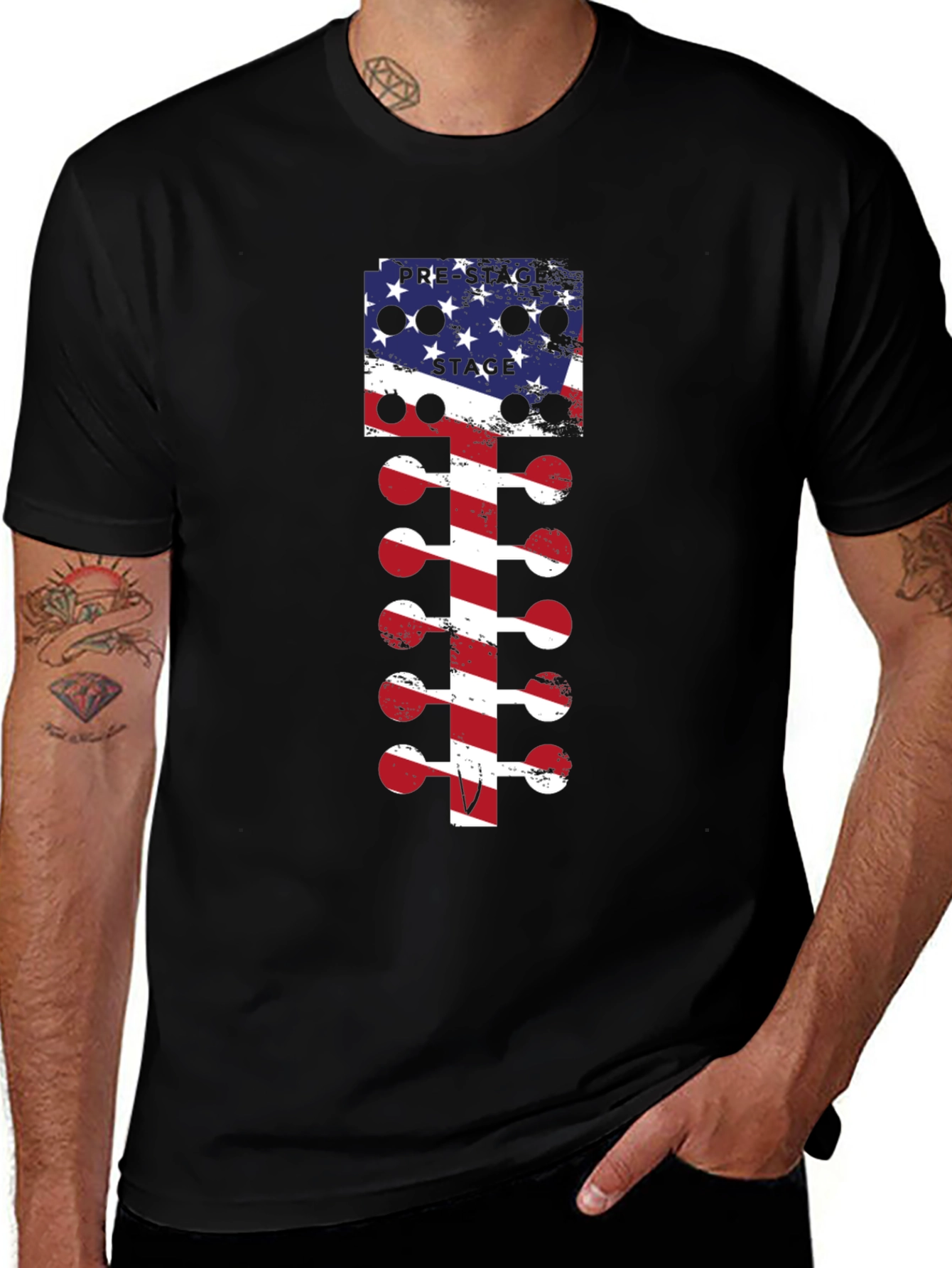 American Flag Drag Racing Tree T-Shirt