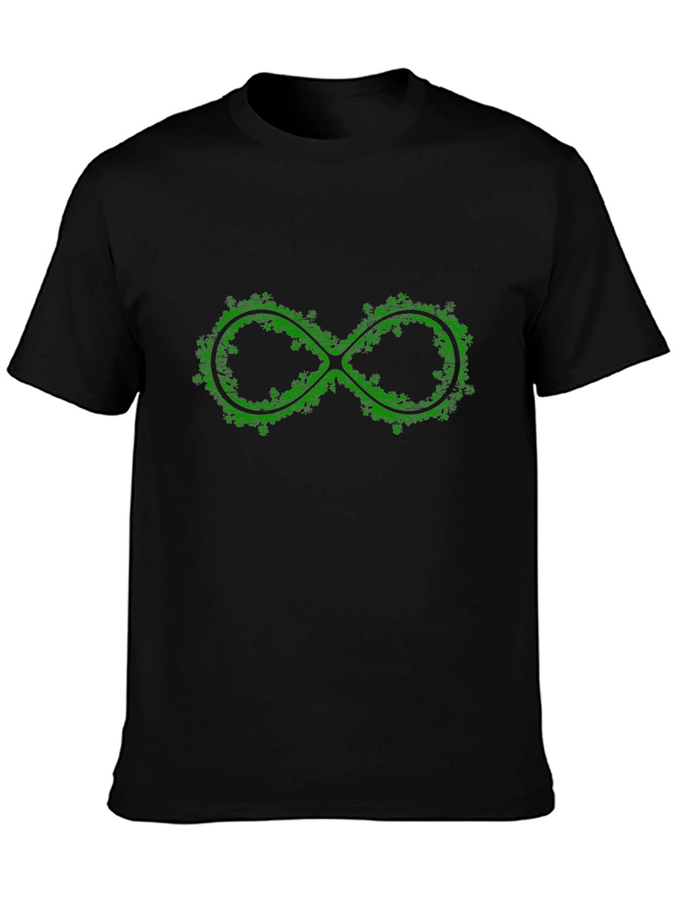 Green Infinity Symbol Graphic Black T-Shirt