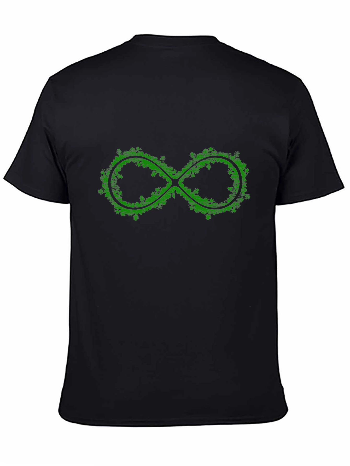 Green Infinity Symbol Graphic Black T-Shirt
