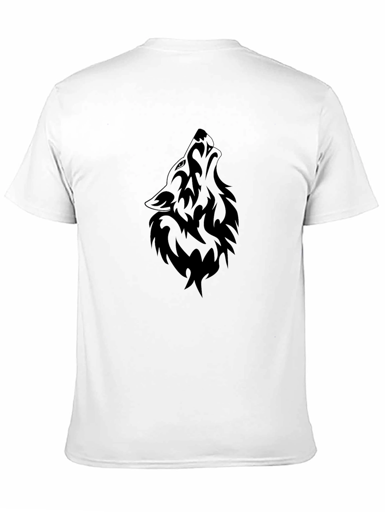 Mens Black T-Shirt - Wolf Tribal Design