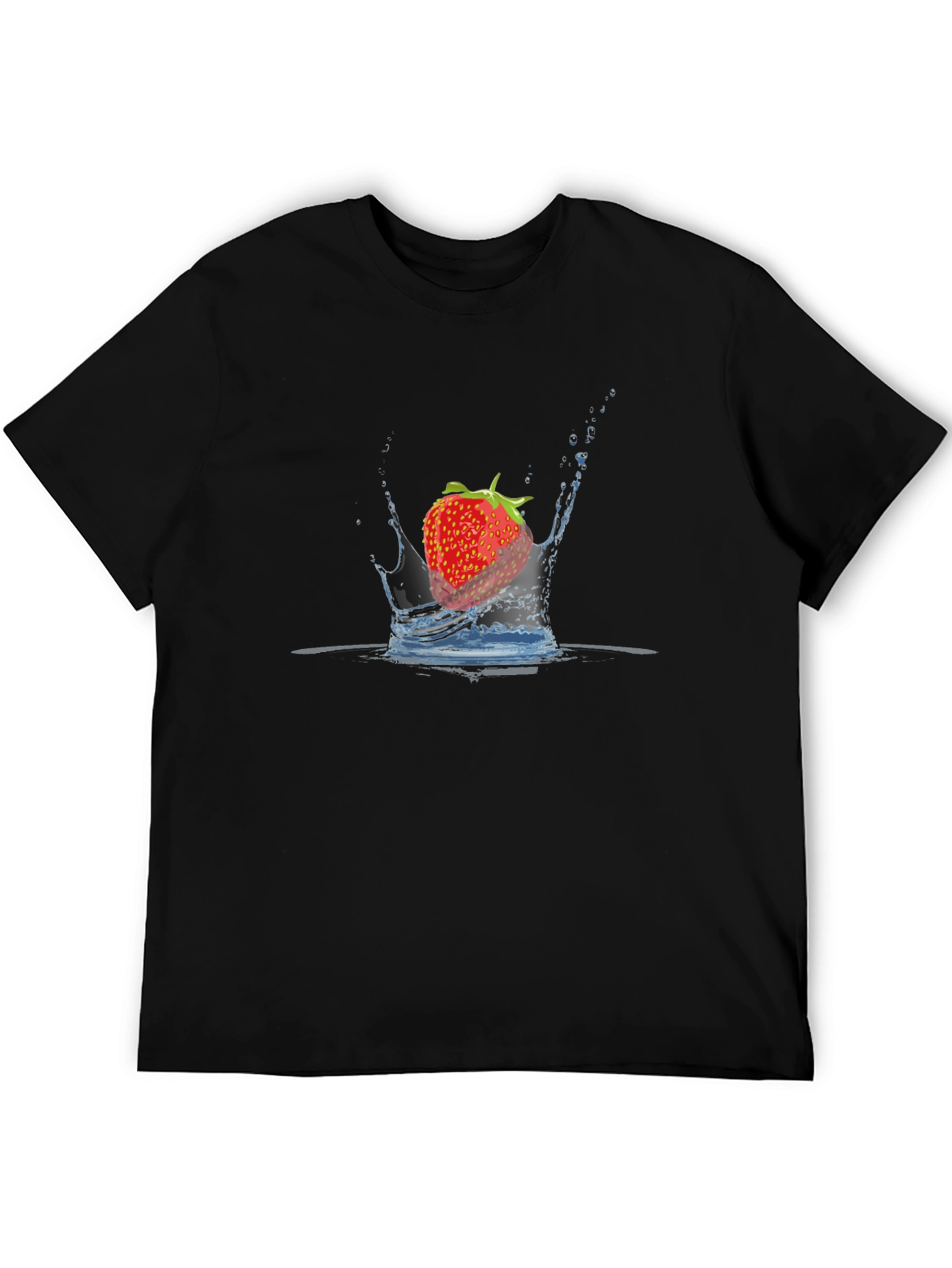 Strawberry Splash Black T-Shirt