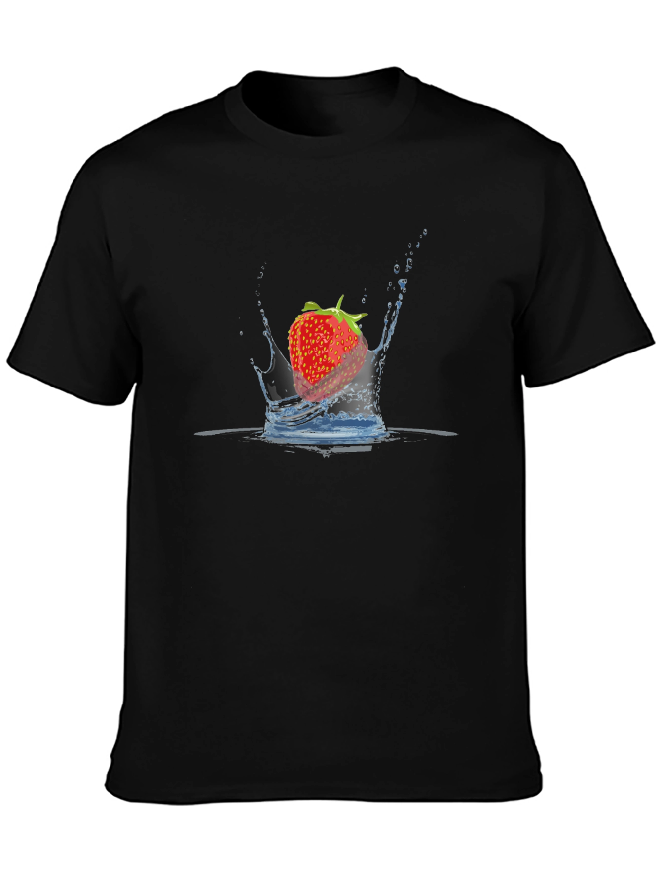 Strawberry Splash Black T-Shirt
