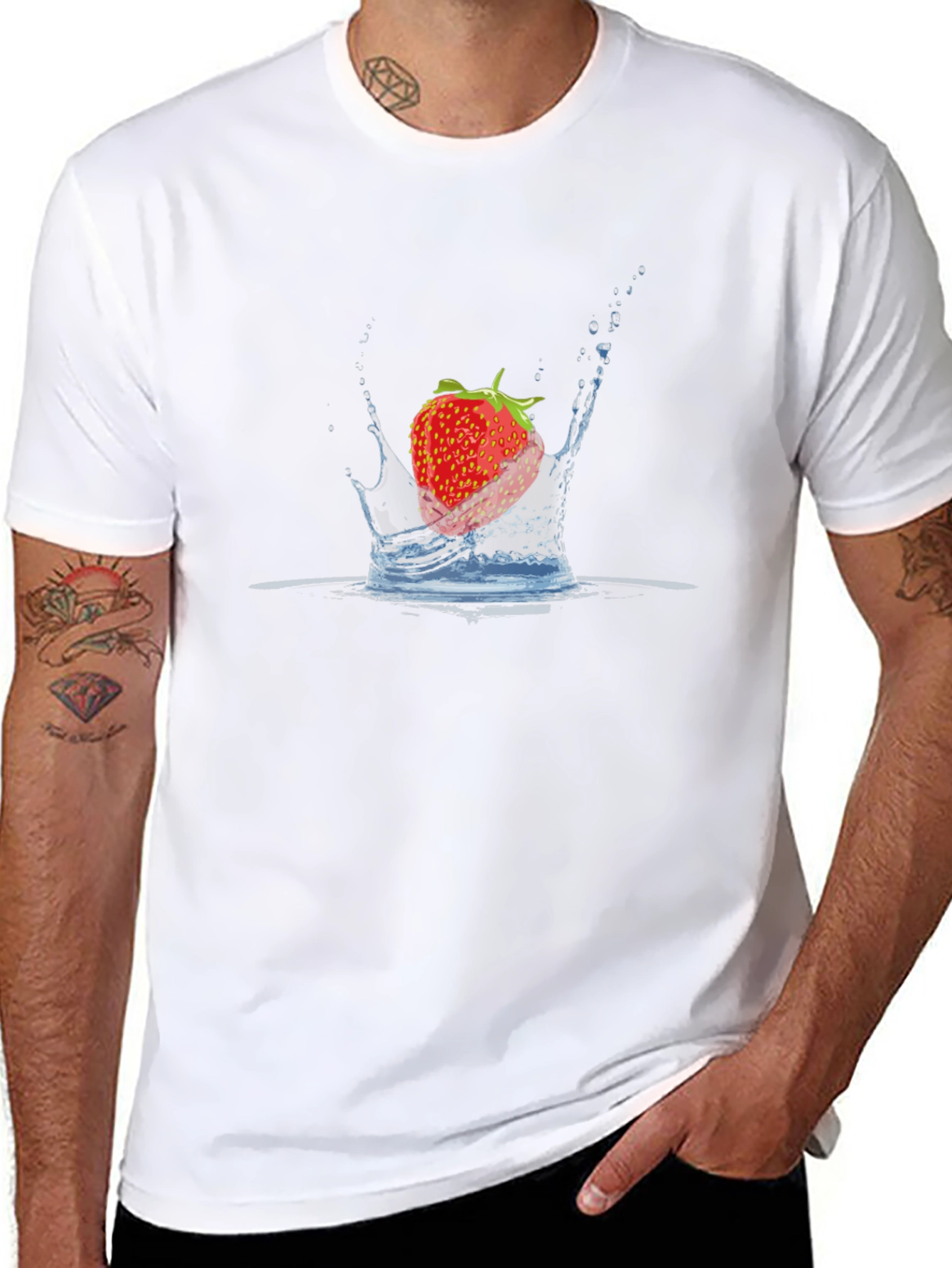 Strawberry Splash Black T-Shirt