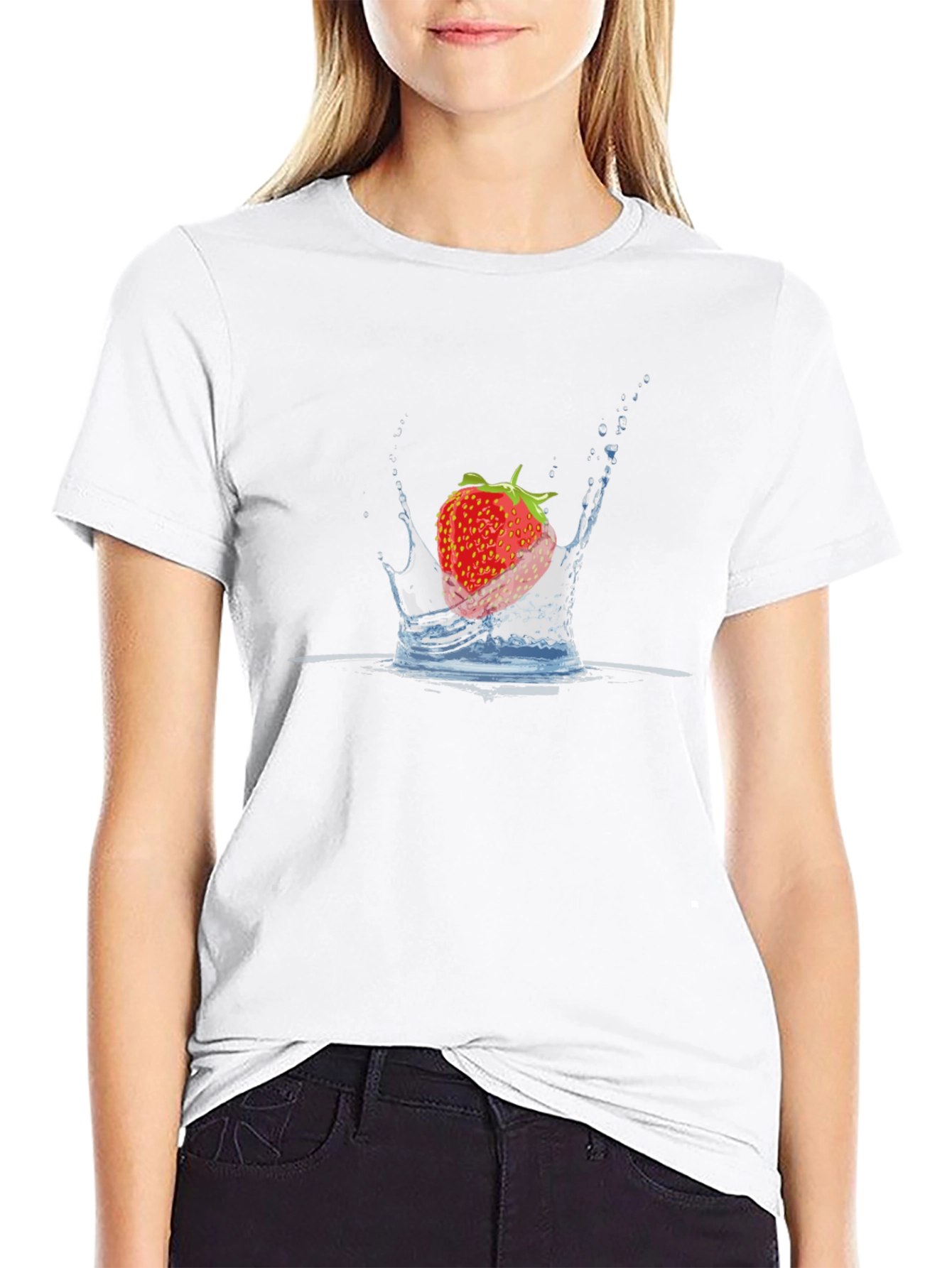 Strawberry Splash Black T-Shirt