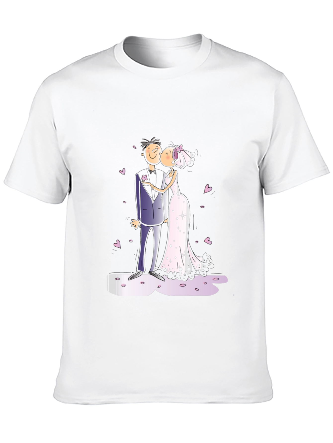 Wedding Kiss Cartoon Graphic Tee - Stylish Black T-Shirt