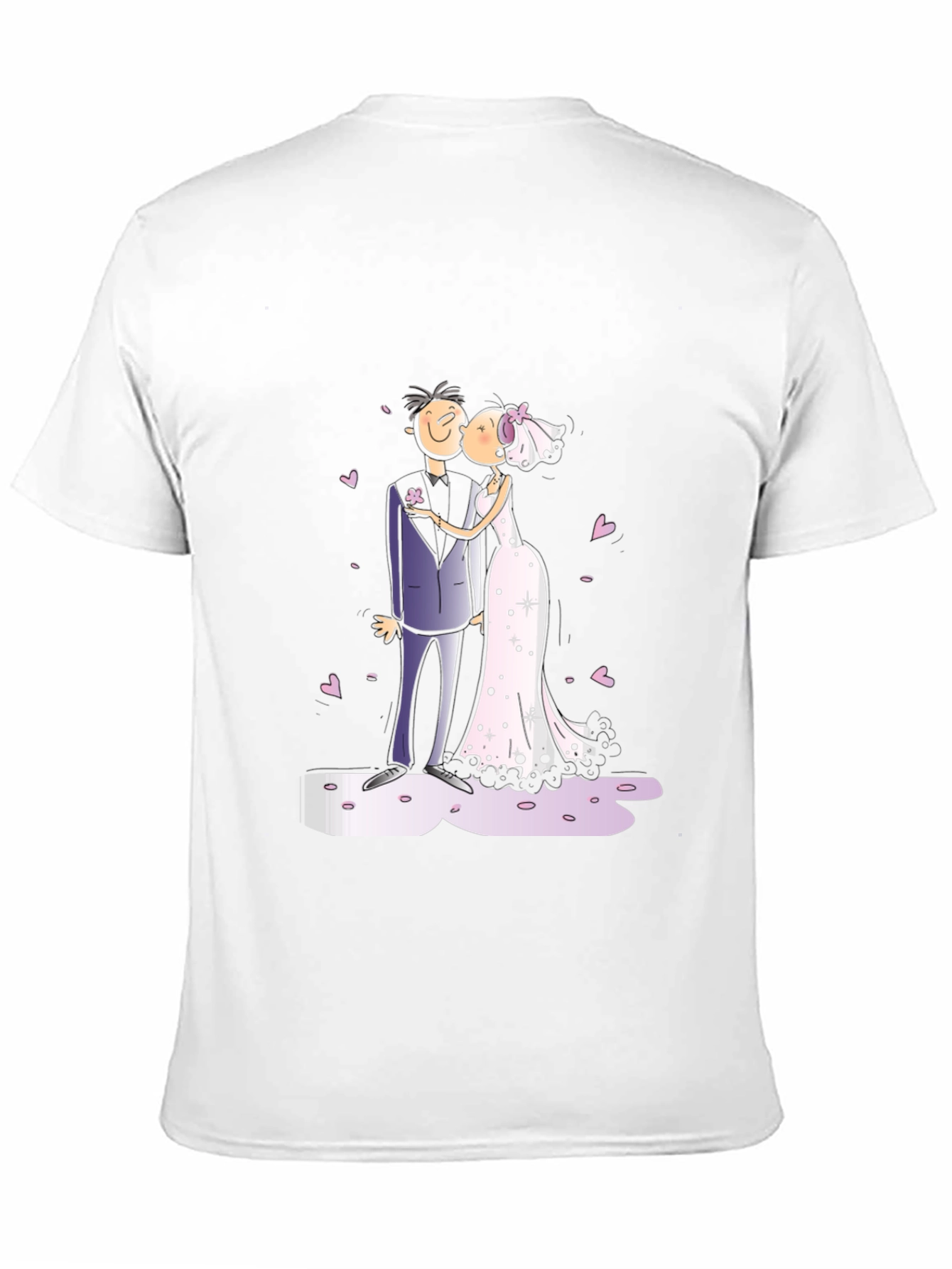 Wedding Kiss Cartoon Graphic Tee - Stylish Black T-Shirt