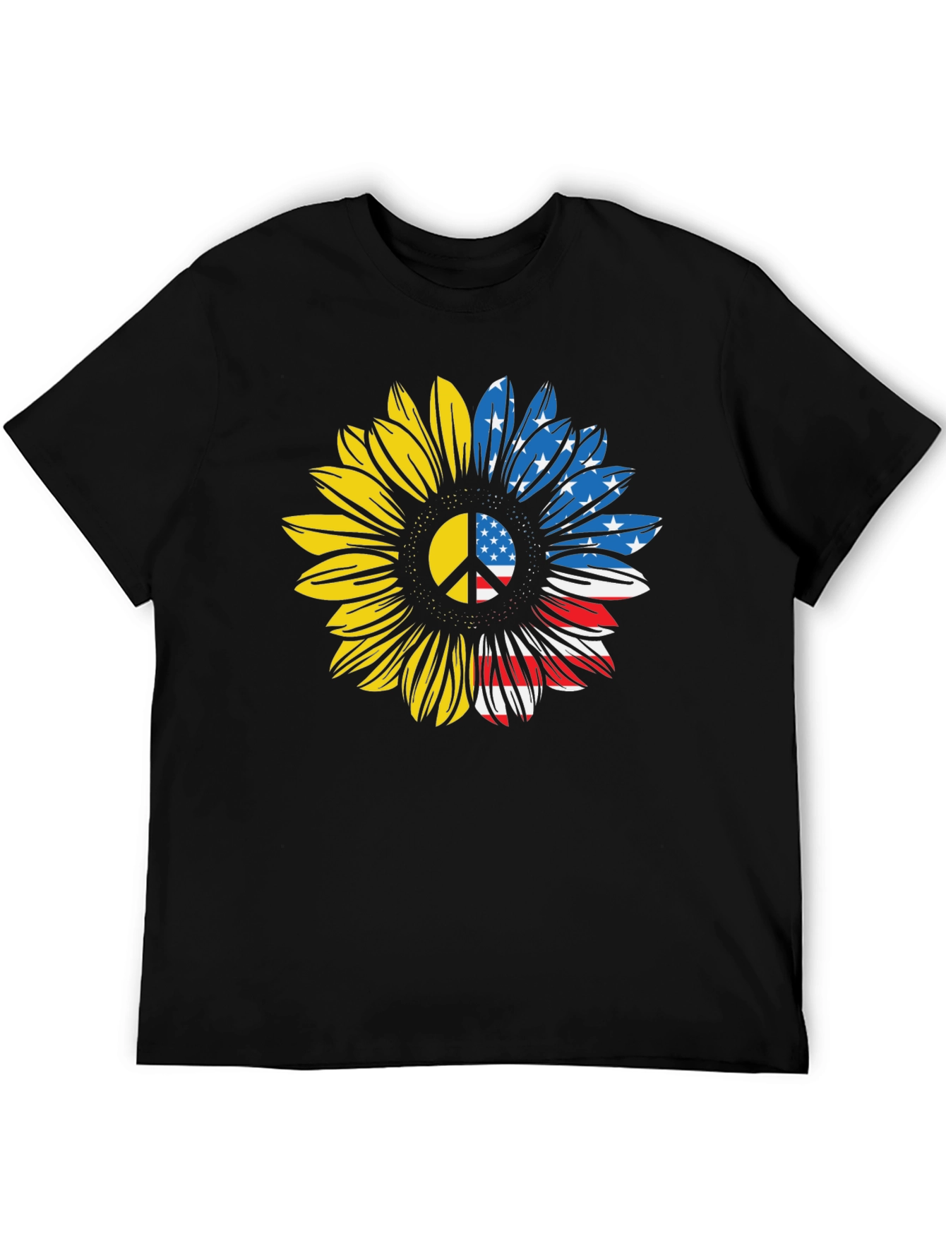 Ukraine USA Flag Sunflower Peace T-Shirt