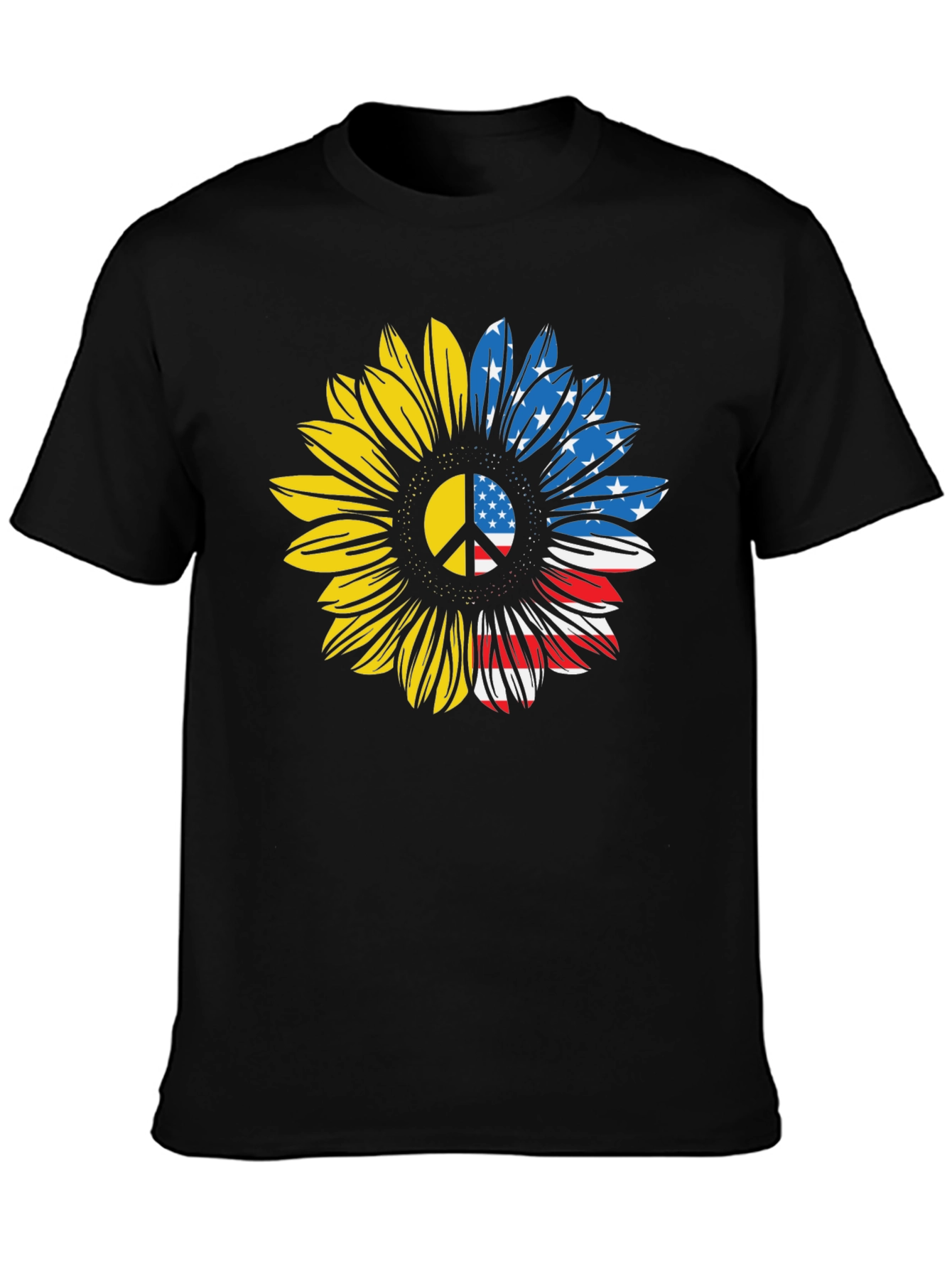 Ukraine USA Flag Sunflower Peace T-Shirt