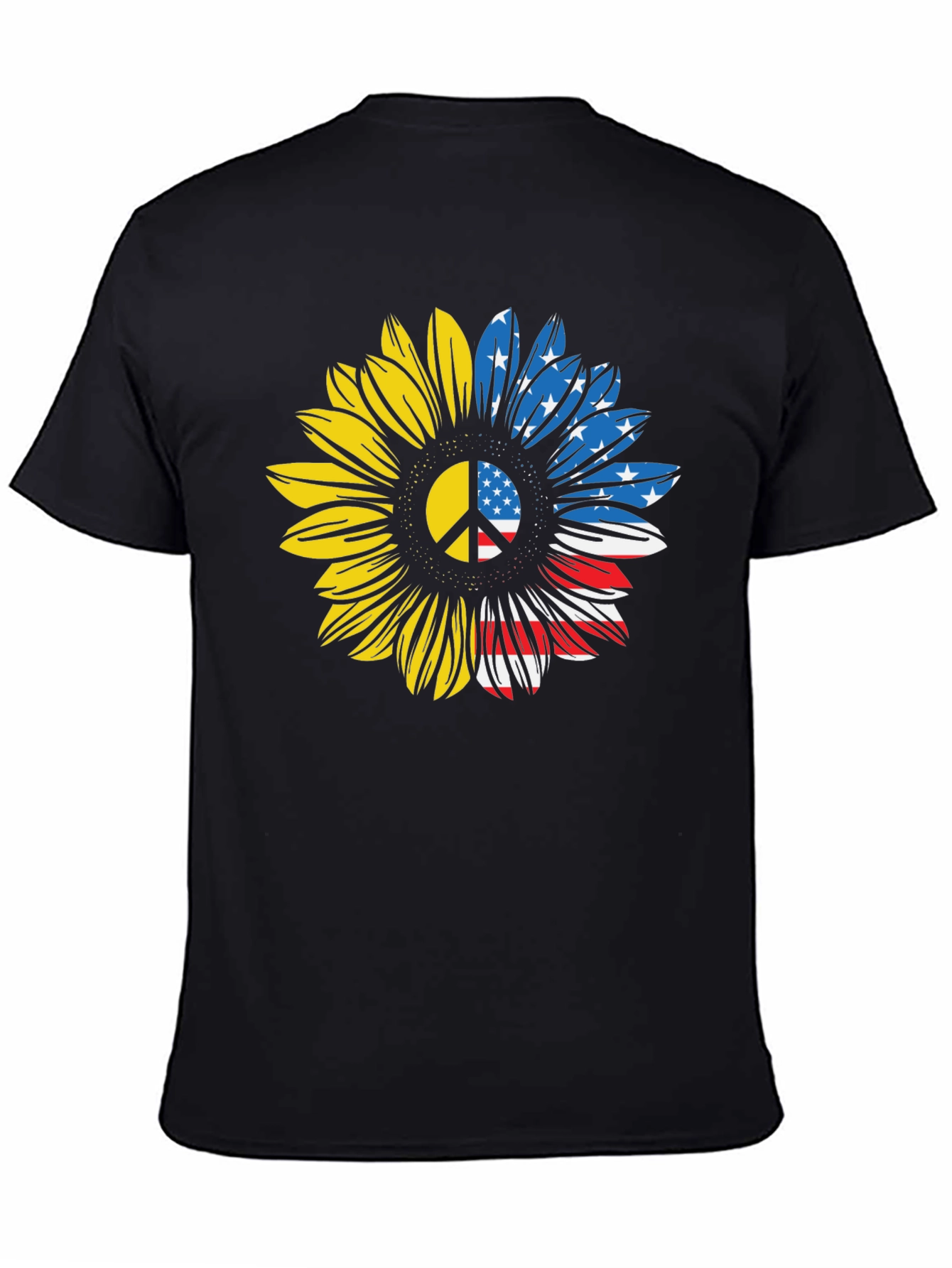 Ukraine USA Flag Sunflower Peace T-Shirt